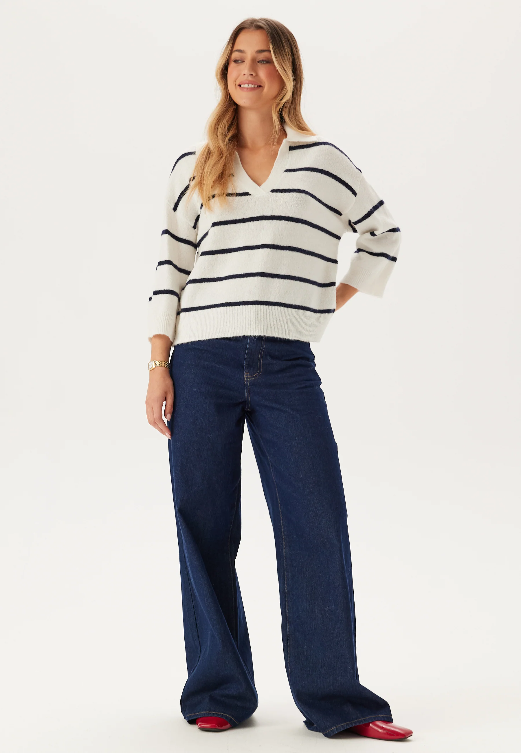 Pcmikela 3/4 V-NECK POLO KNIT - Image 3