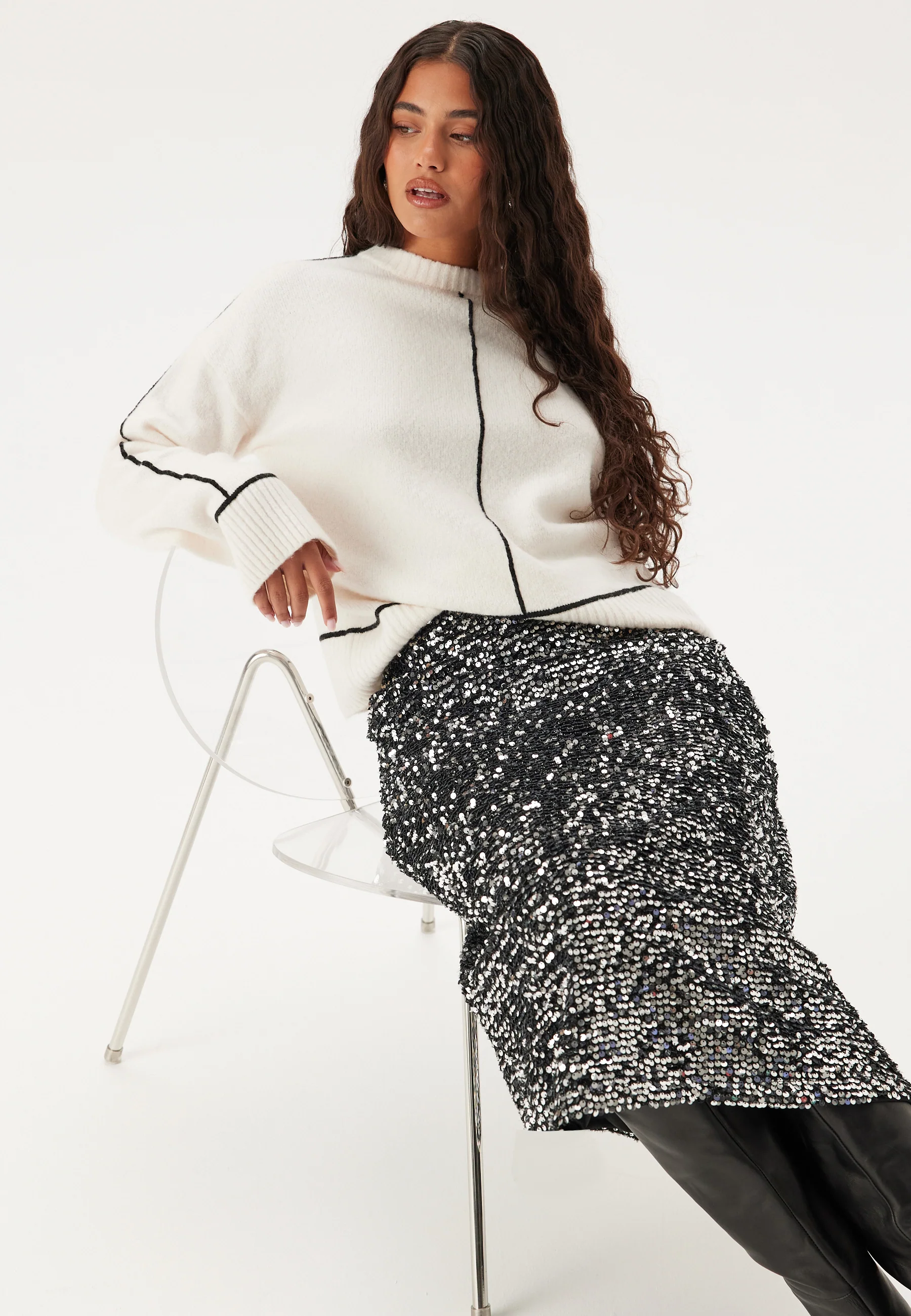 Pcserena Sequin Hw Midi Skirt - Image 2