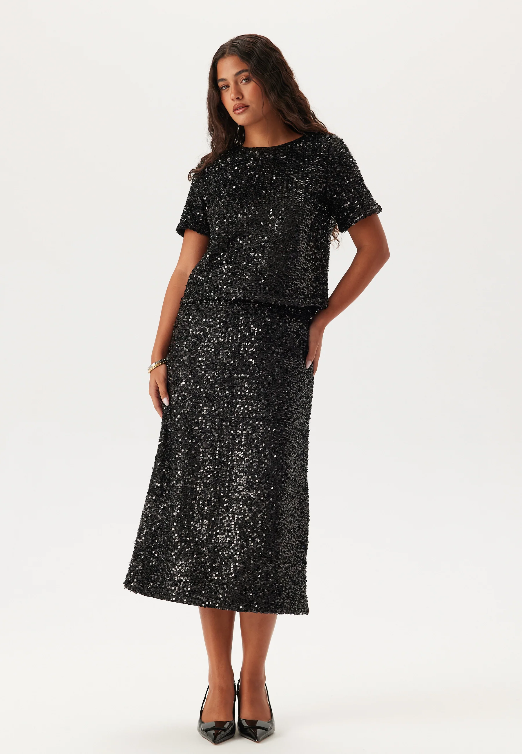 Pcserena Sequin Ss O-neck Top - Image 5