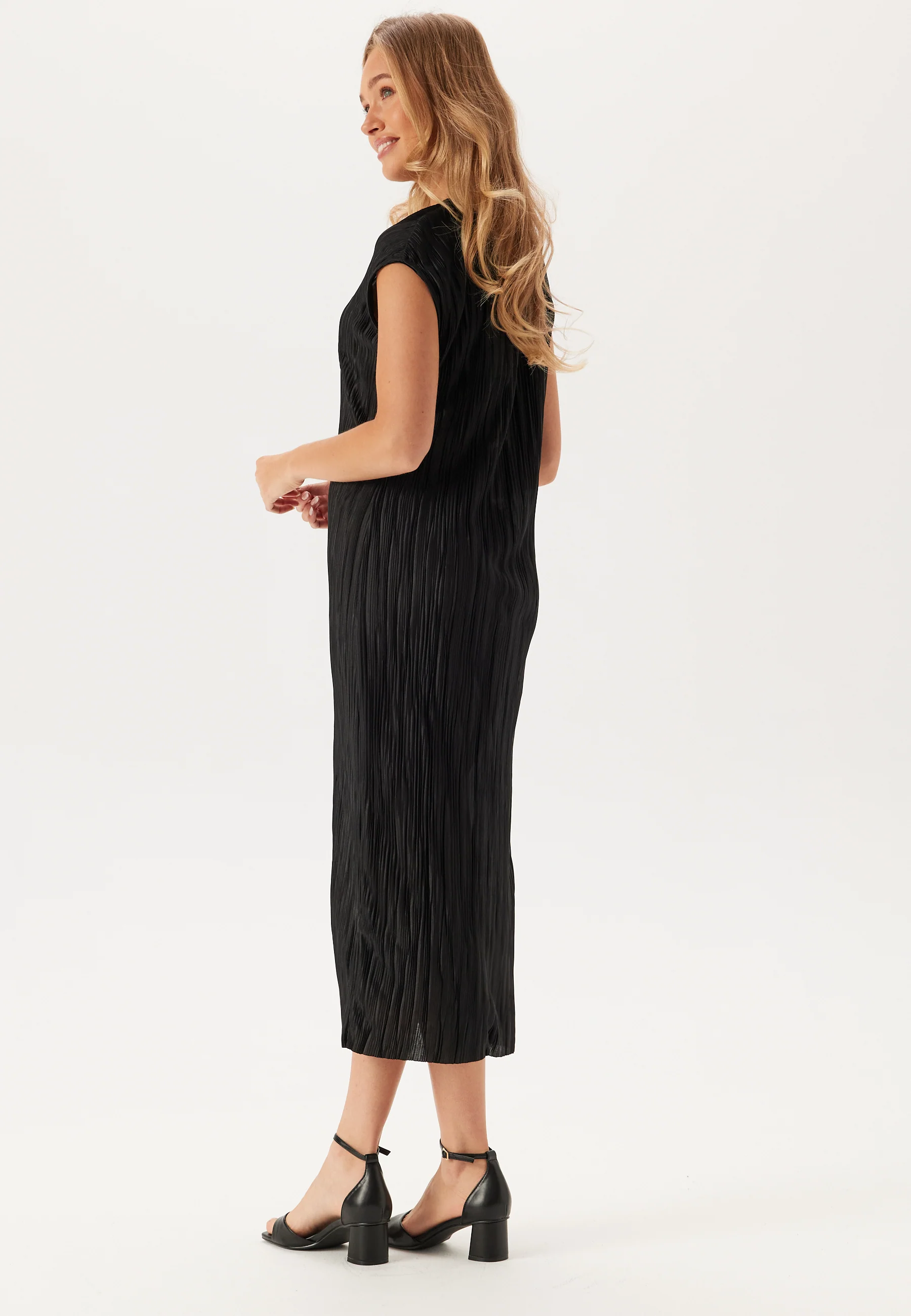 Pleated Cap Sleeve Dress - Image 3