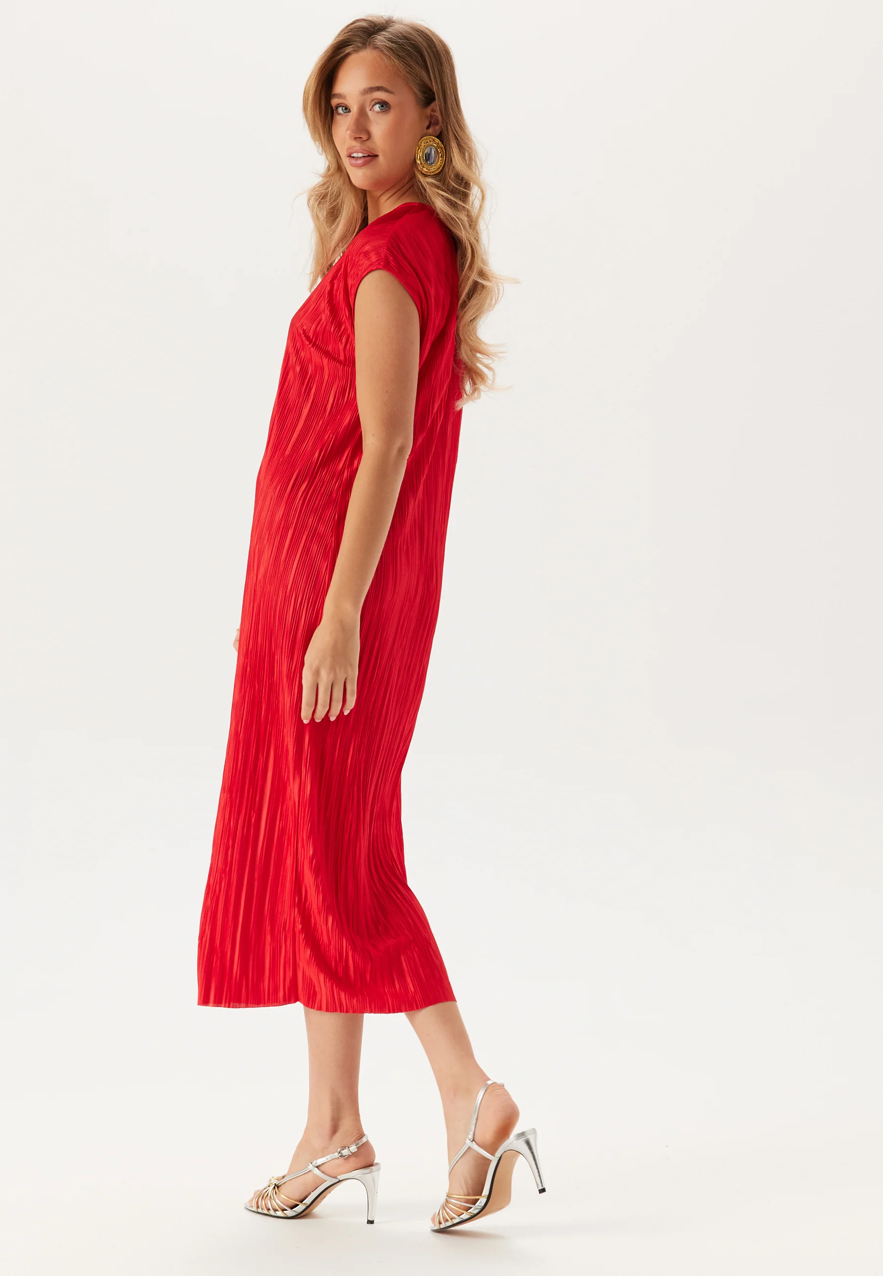 Pleated Cap Sleeve Dress - Image 2