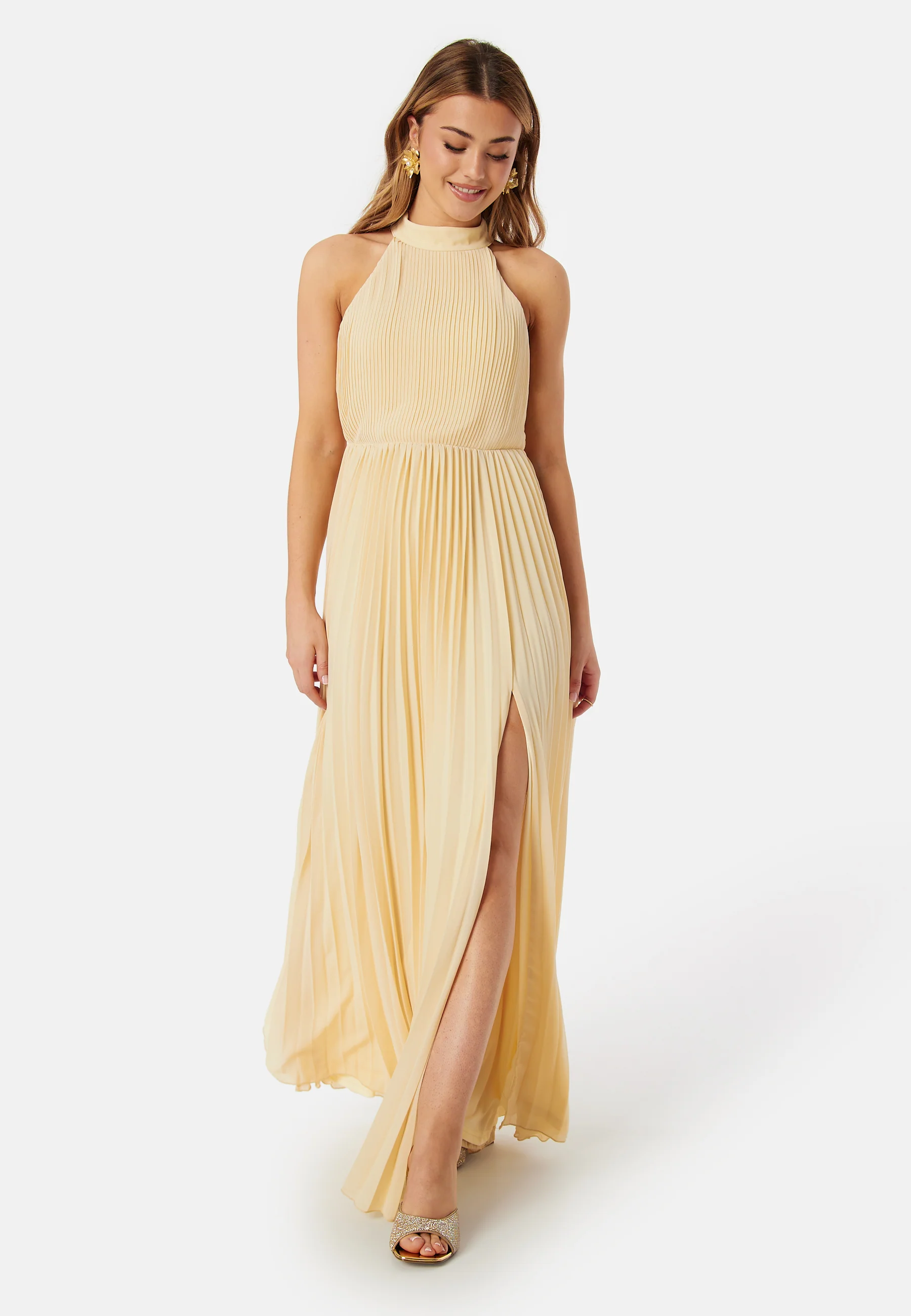 Pleated Halter Neck Gown - Image 2
