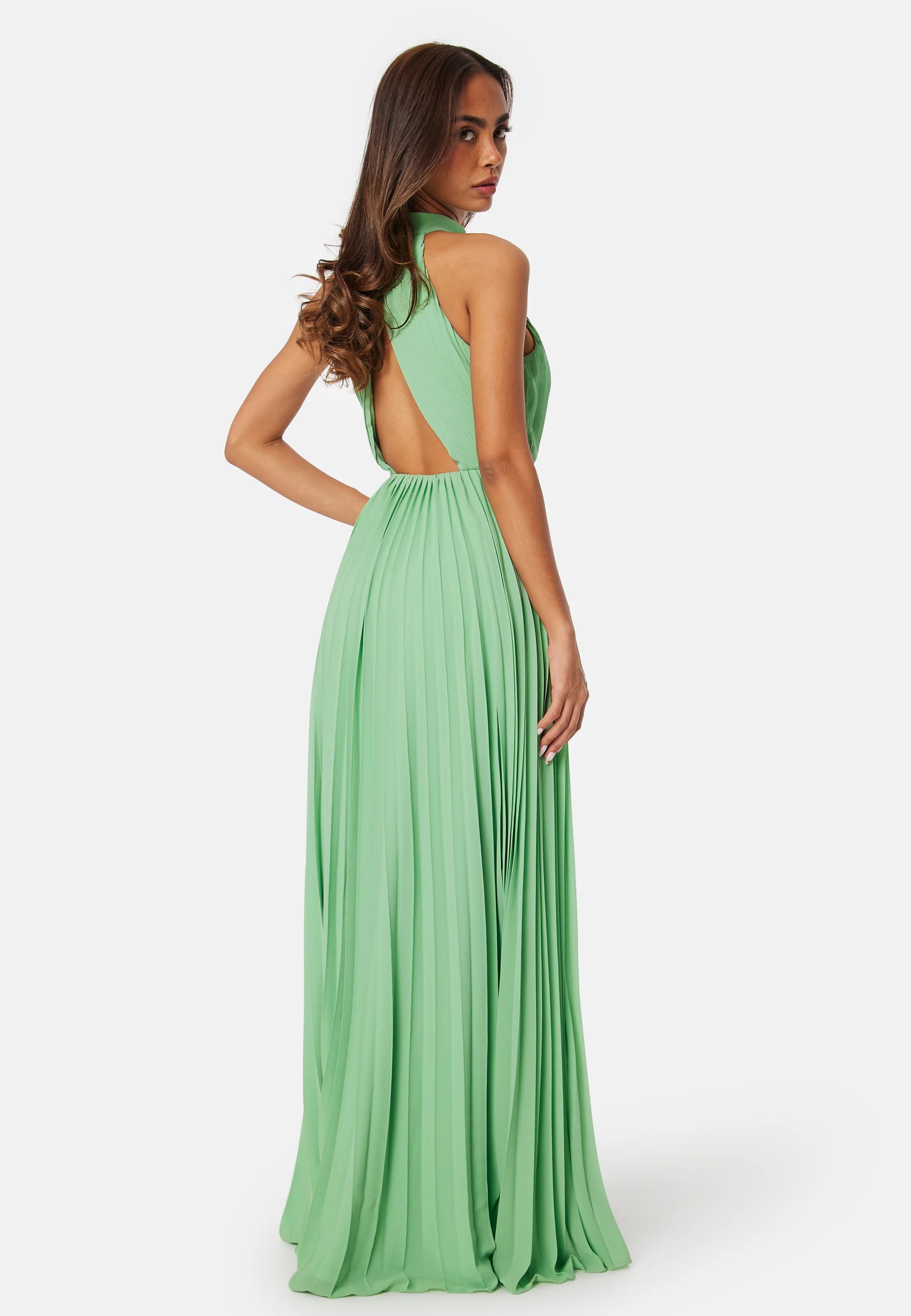 Pleated Halter Neck Gown - Image 4