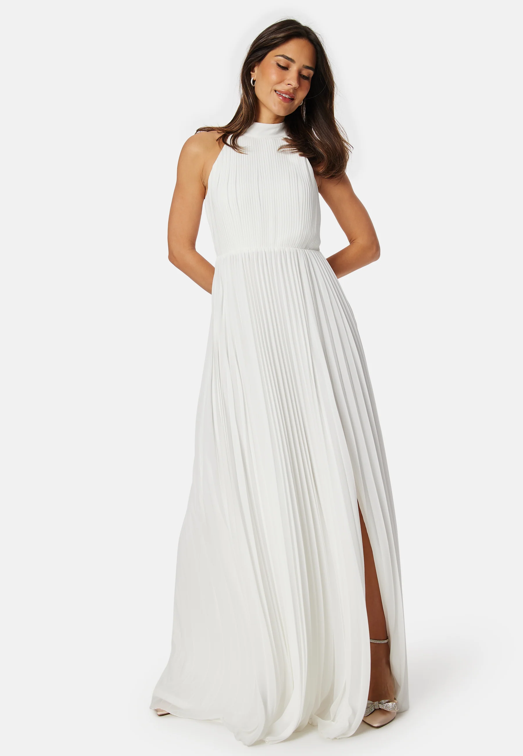 Pleated Halter Neck Wedding  Gown