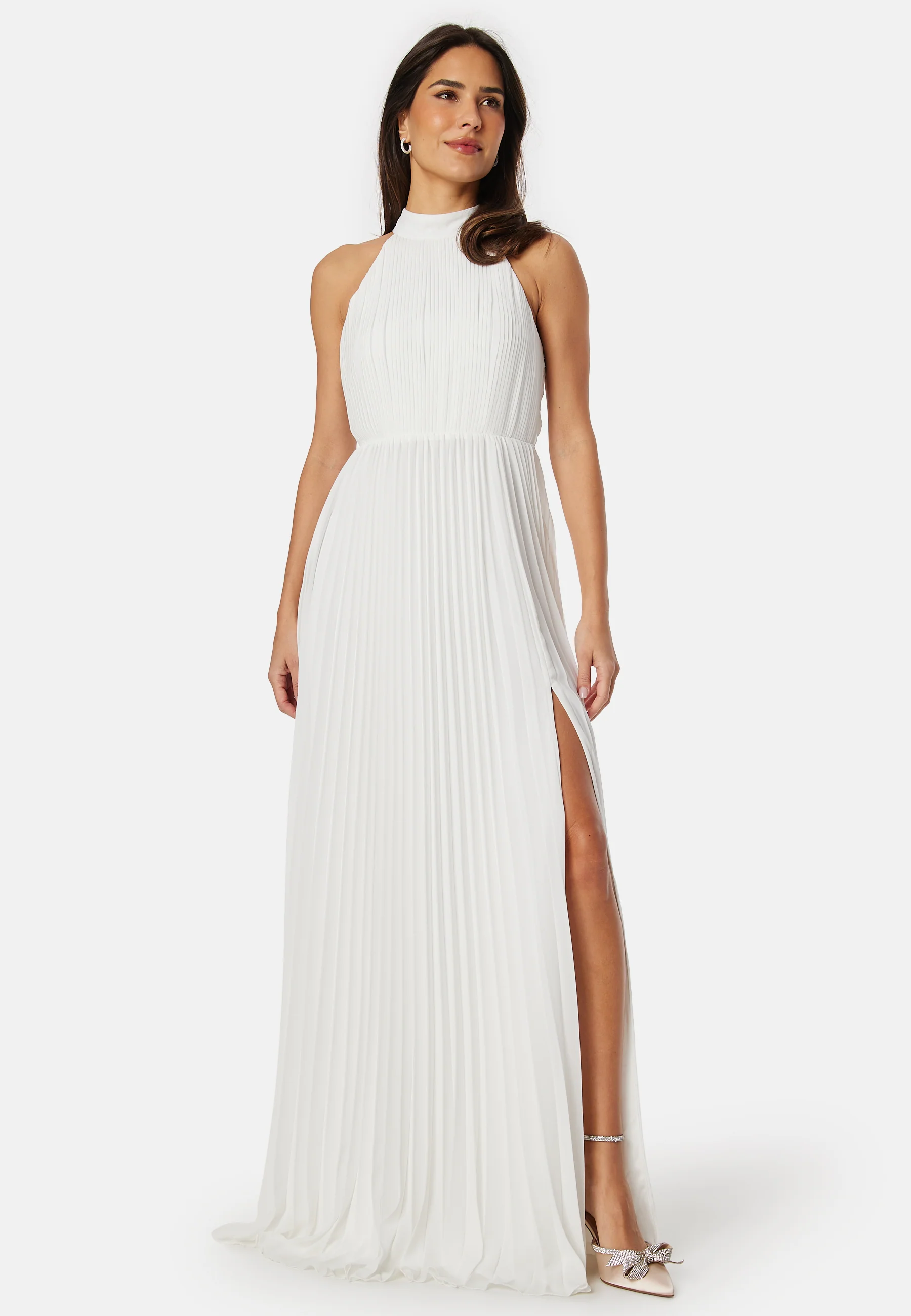Pleated Halter Neck Wedding  Gown - Image 3