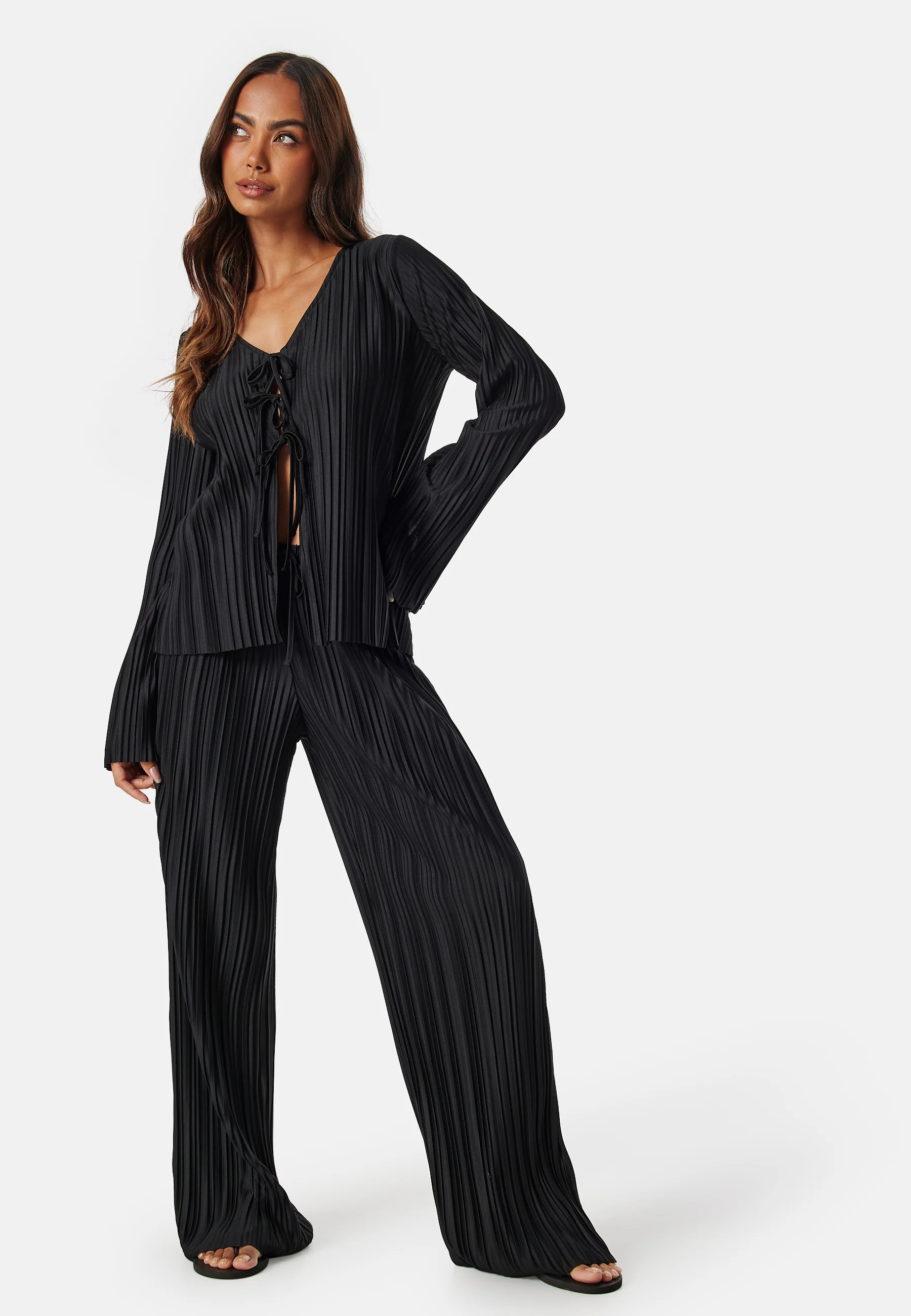 Pleated Tie Cardigan Top - Image 5