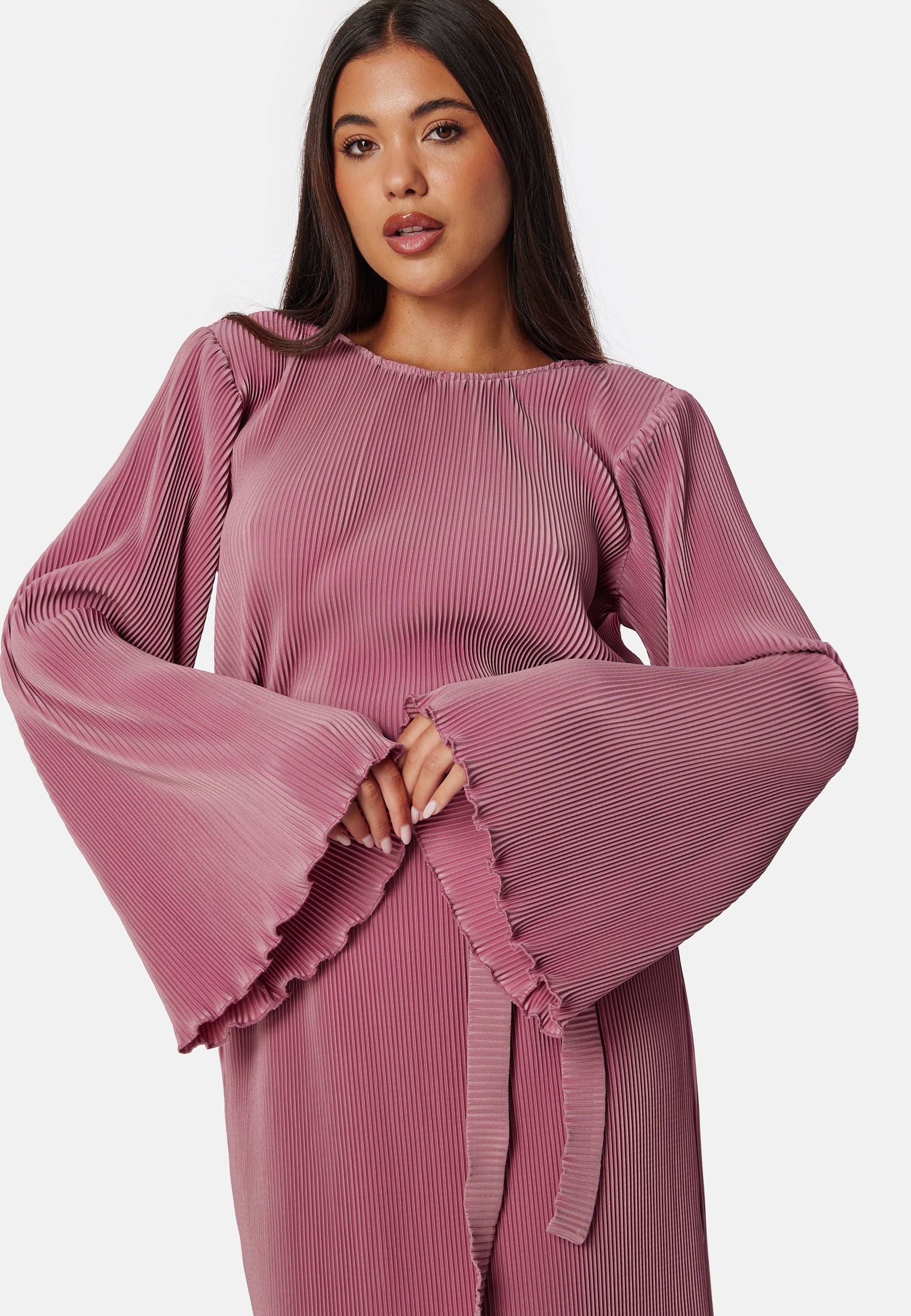 Pleated Tie Midi Dress - Image 3