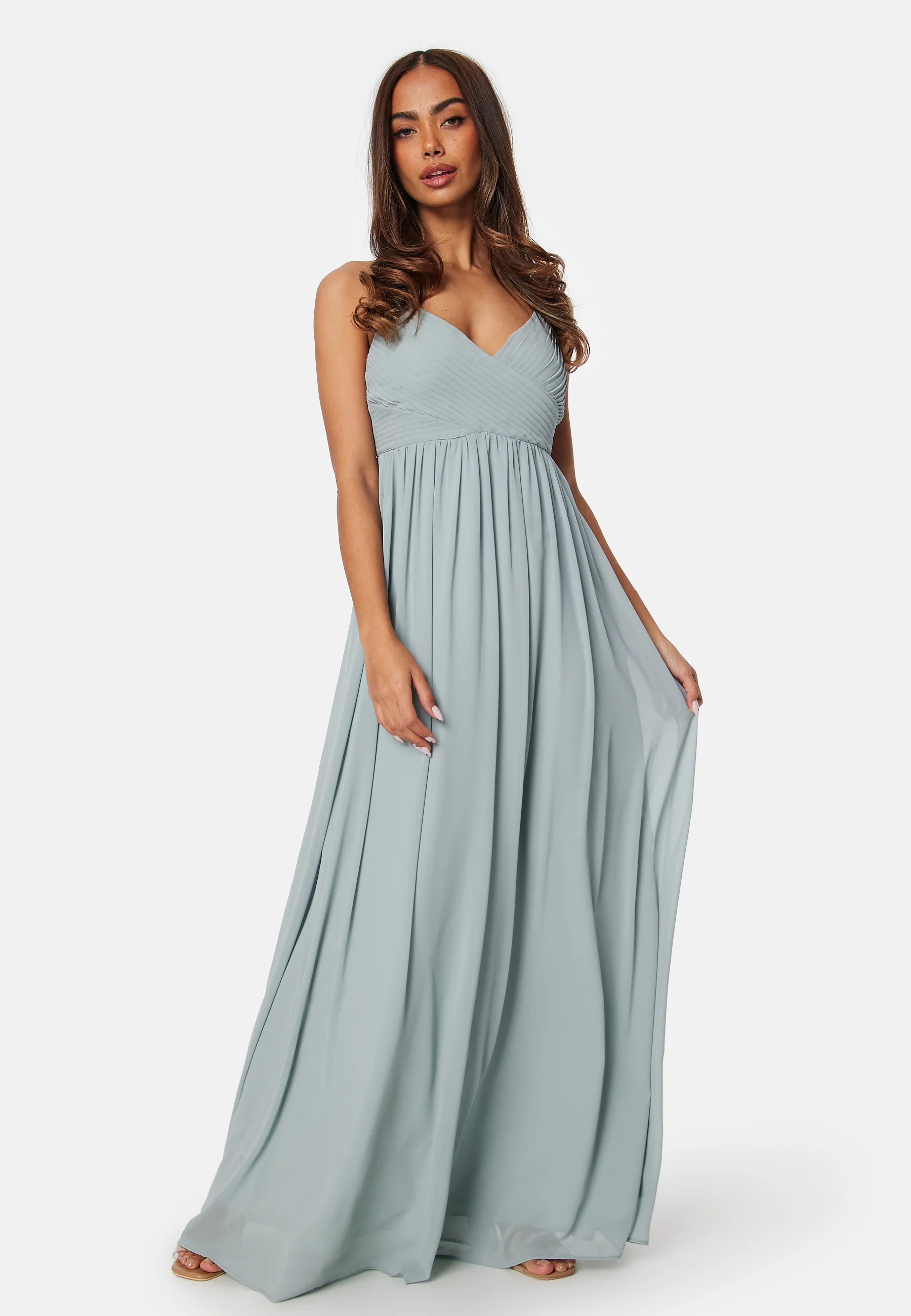 Pleated V-neck chiffon gown - Image 2