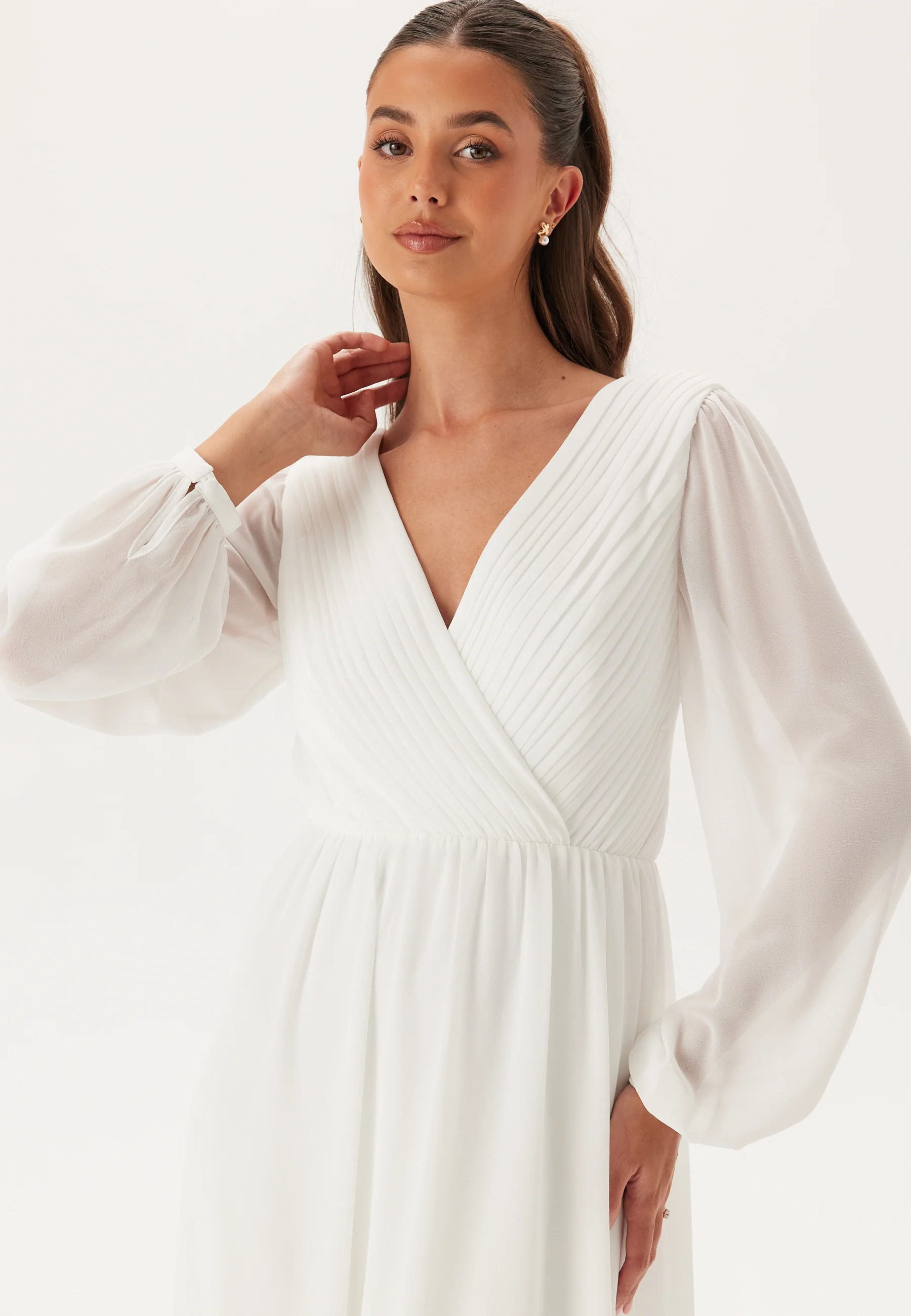 Pleated V-Neck Wedding Gown - Image 2