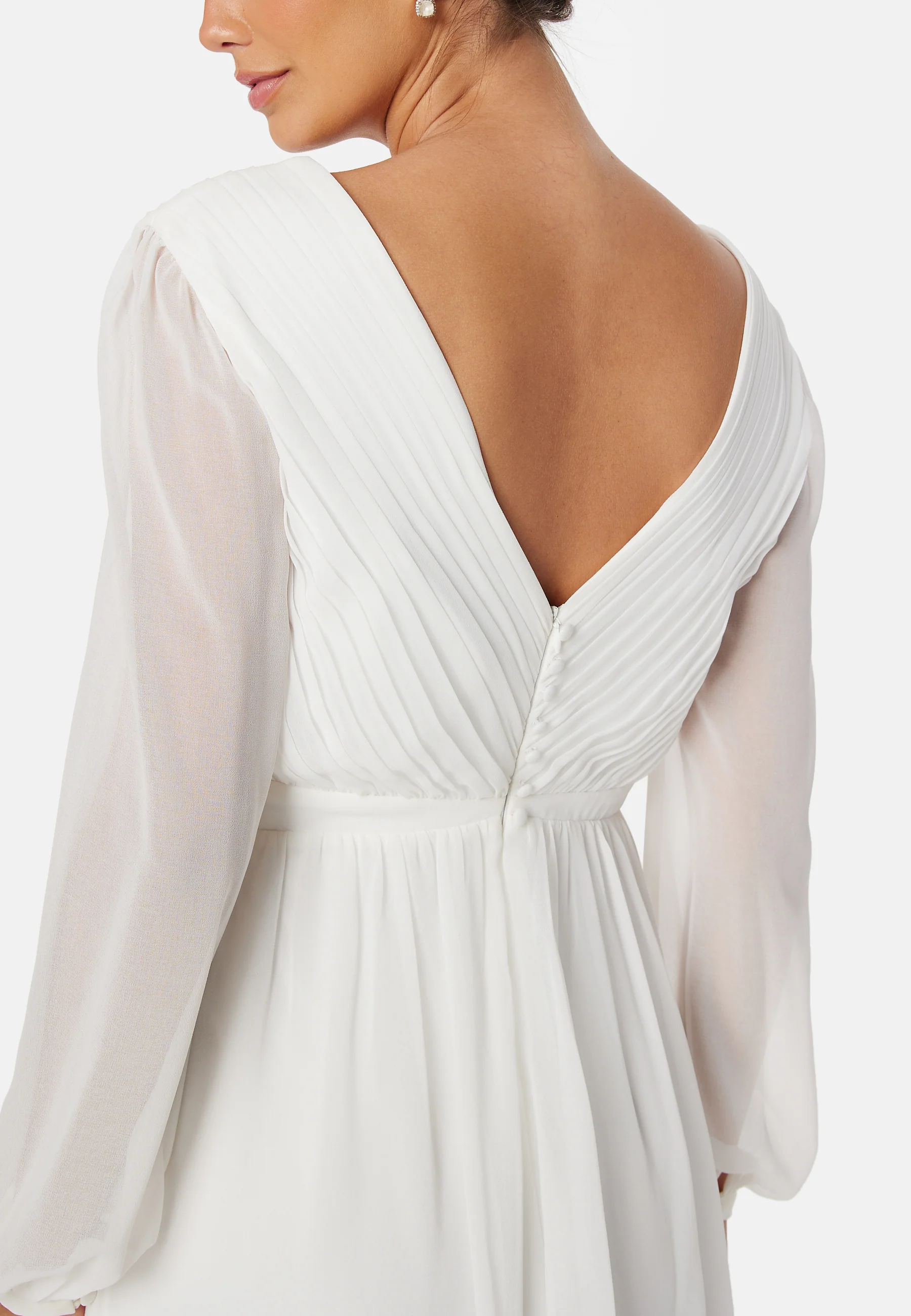 Pleated V-Neck Wedding Gown - Image 3