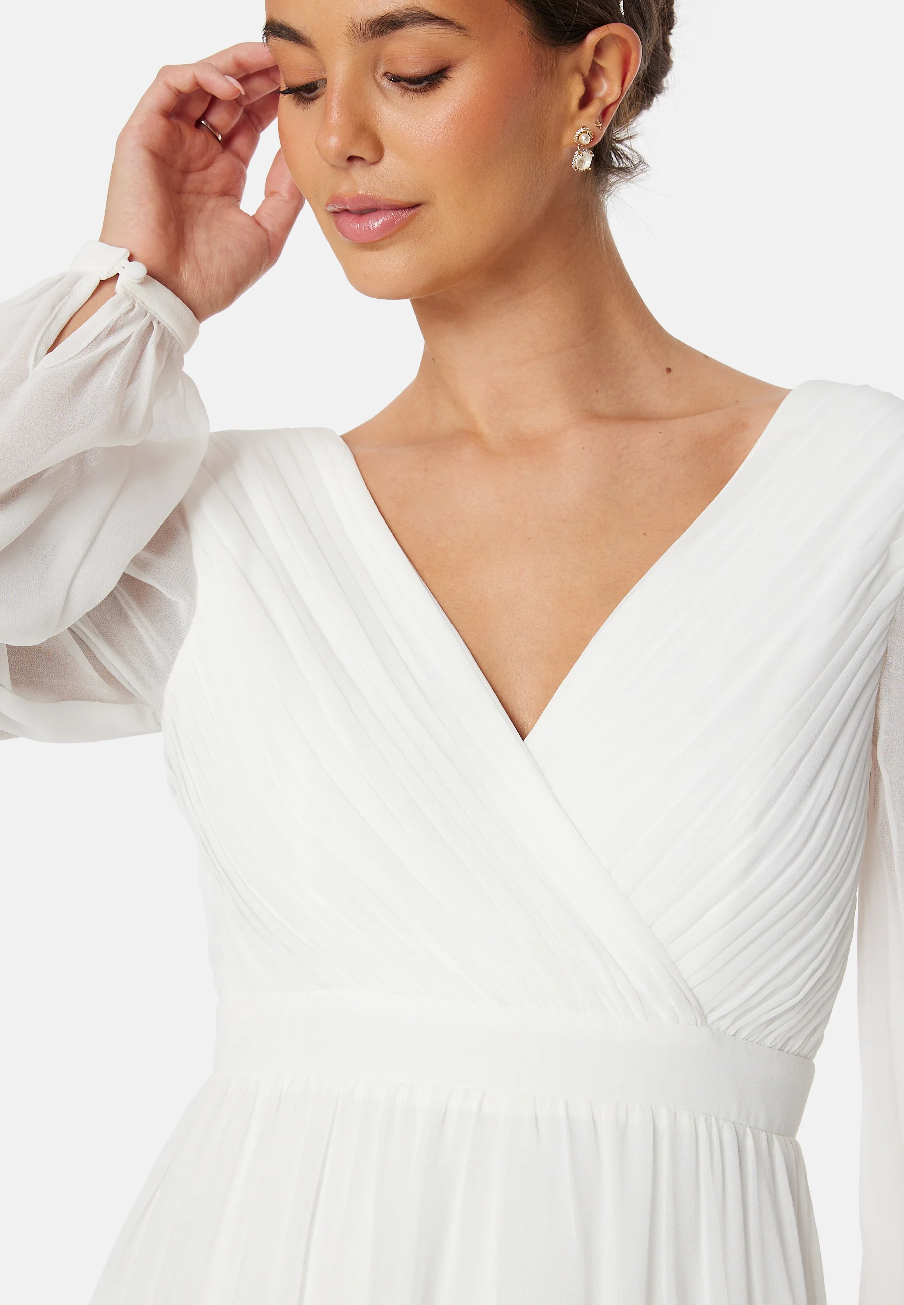 Pleated V-Neck Wedding Gown - Image 4