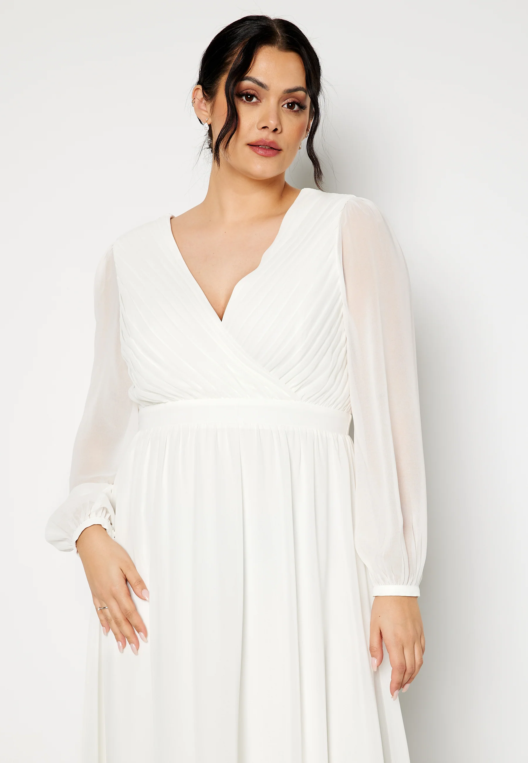 Pleated V-Neck Wedding Gown - Image 5