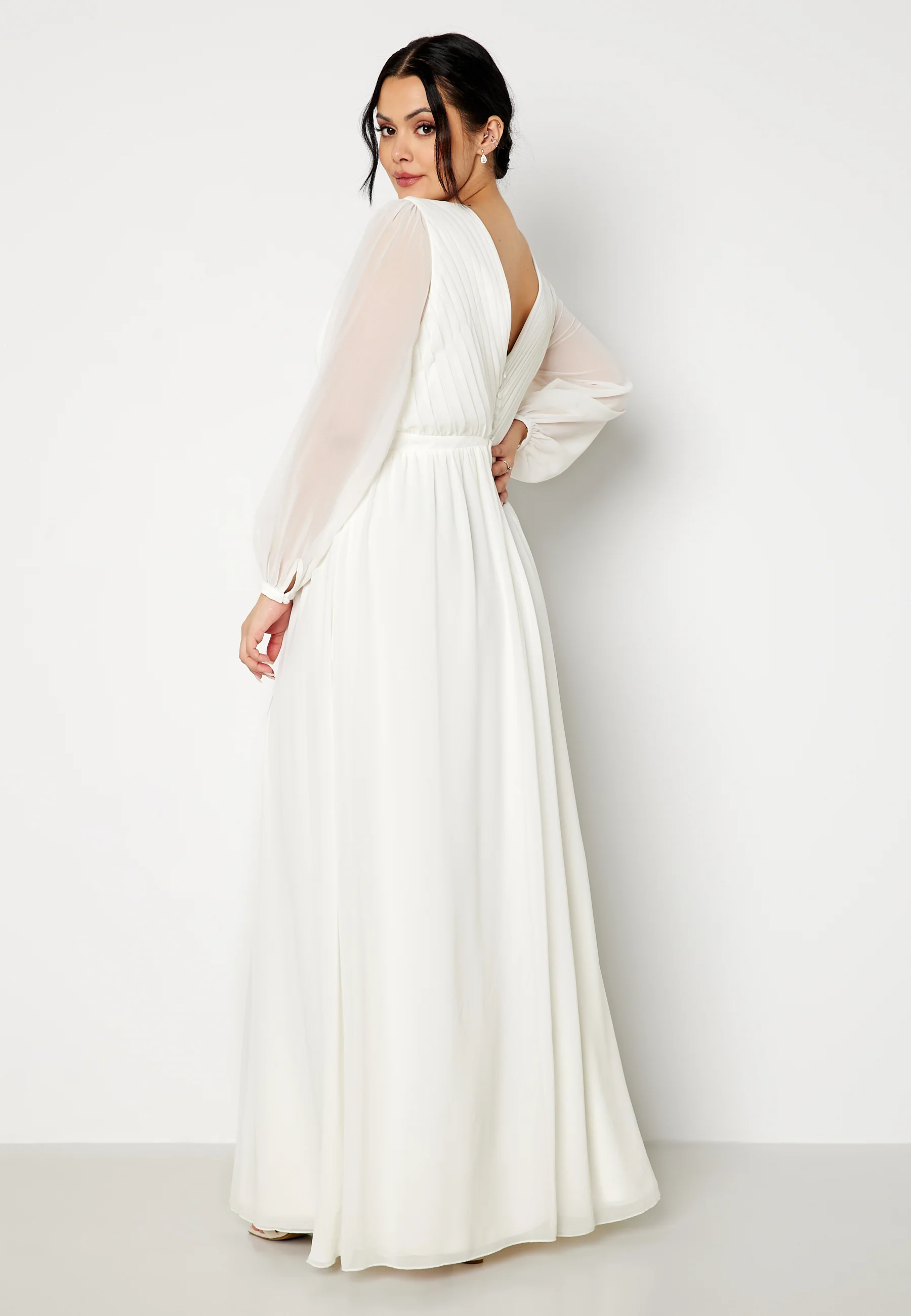 Pleated V-Neck Wedding Gown - Image 6