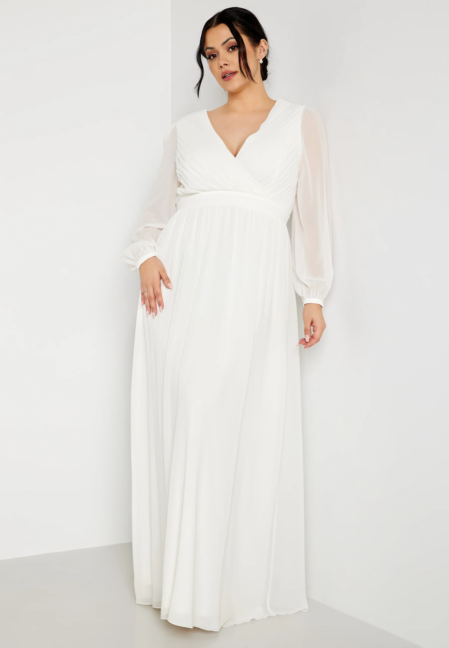 Pleated V-Neck Wedding Gown - Image 7