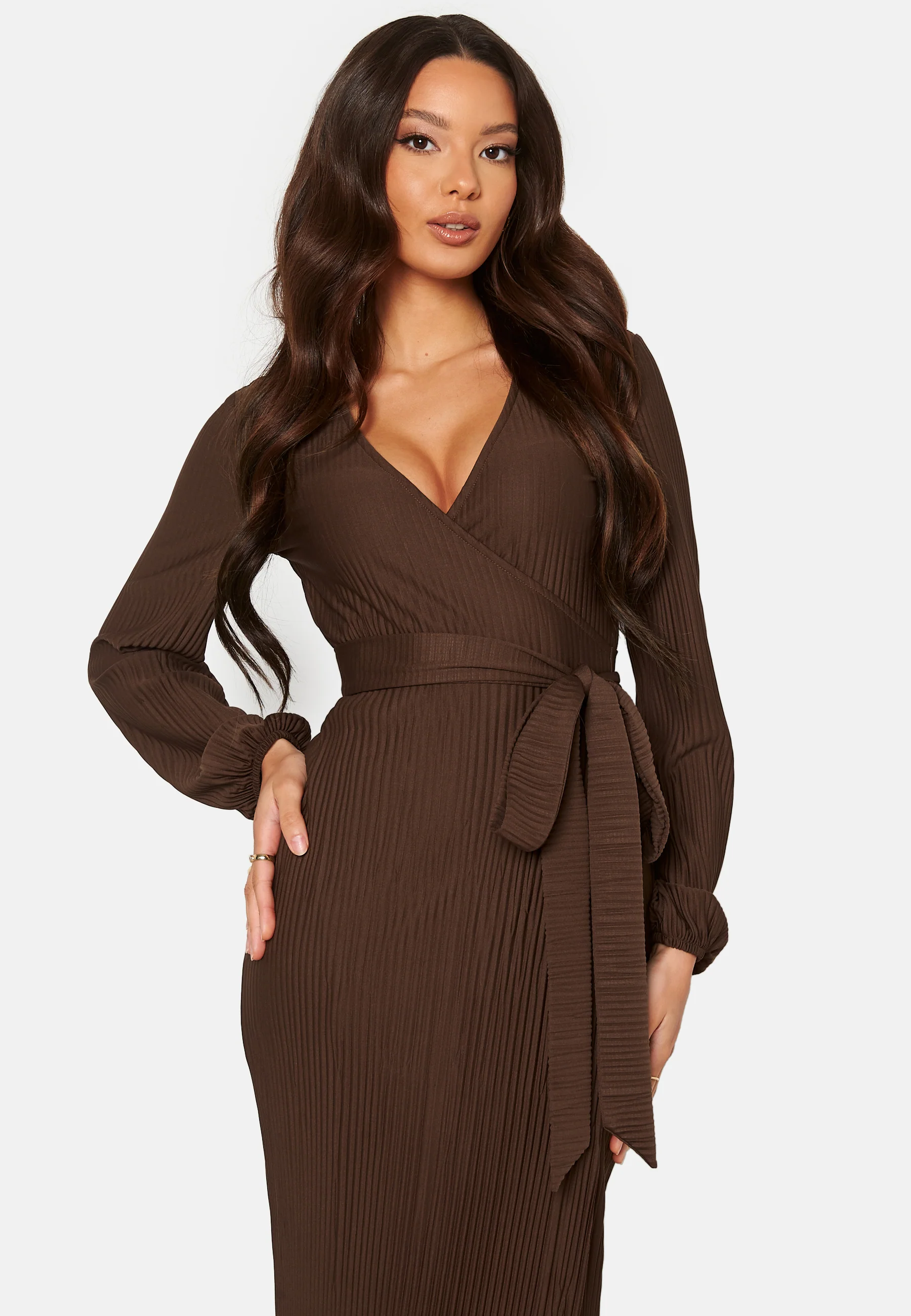 Pleated Wrap Midi Dress - Image 3