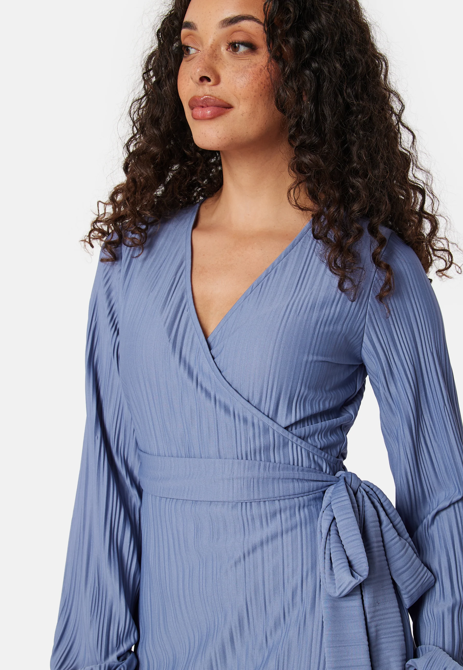 Pleated Wrap Midi Dress - Image 4