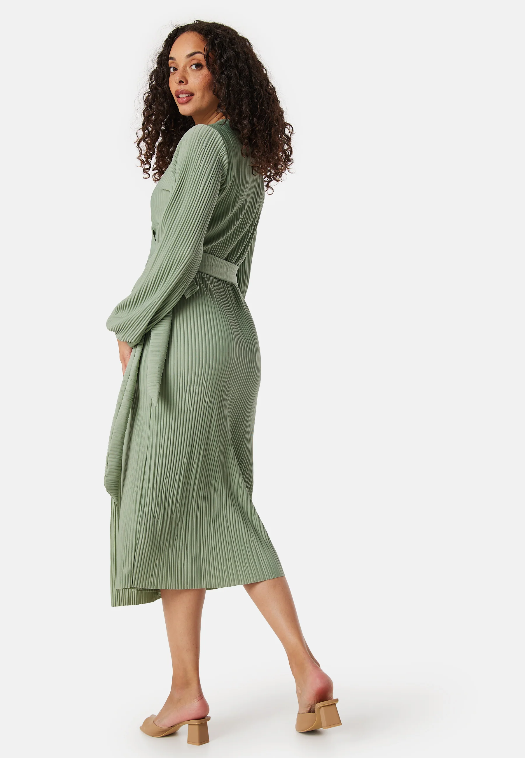 Pleated Wrap Midi Dress - Image 2