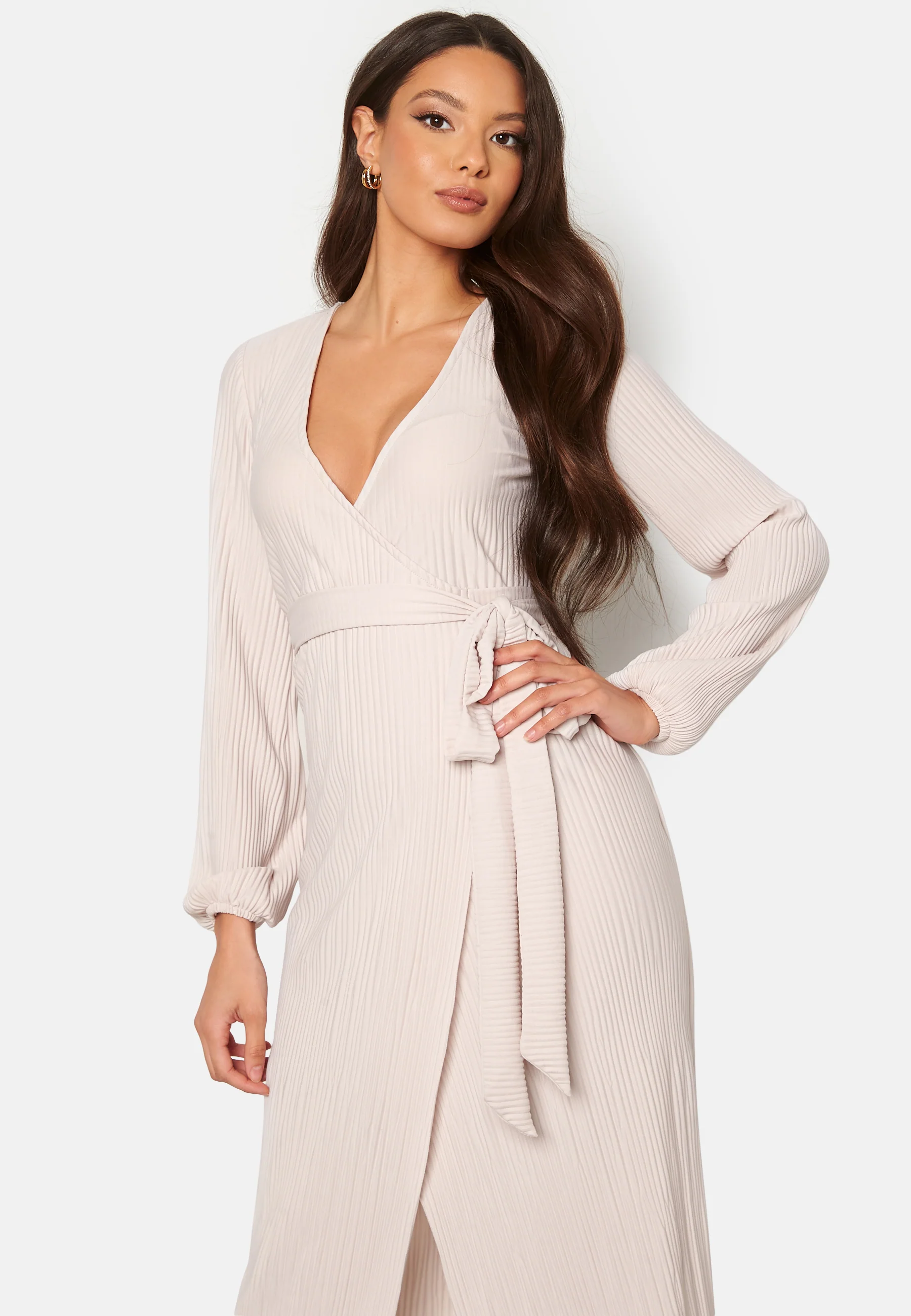 Pleated Wrap Midi Dress - Image 3