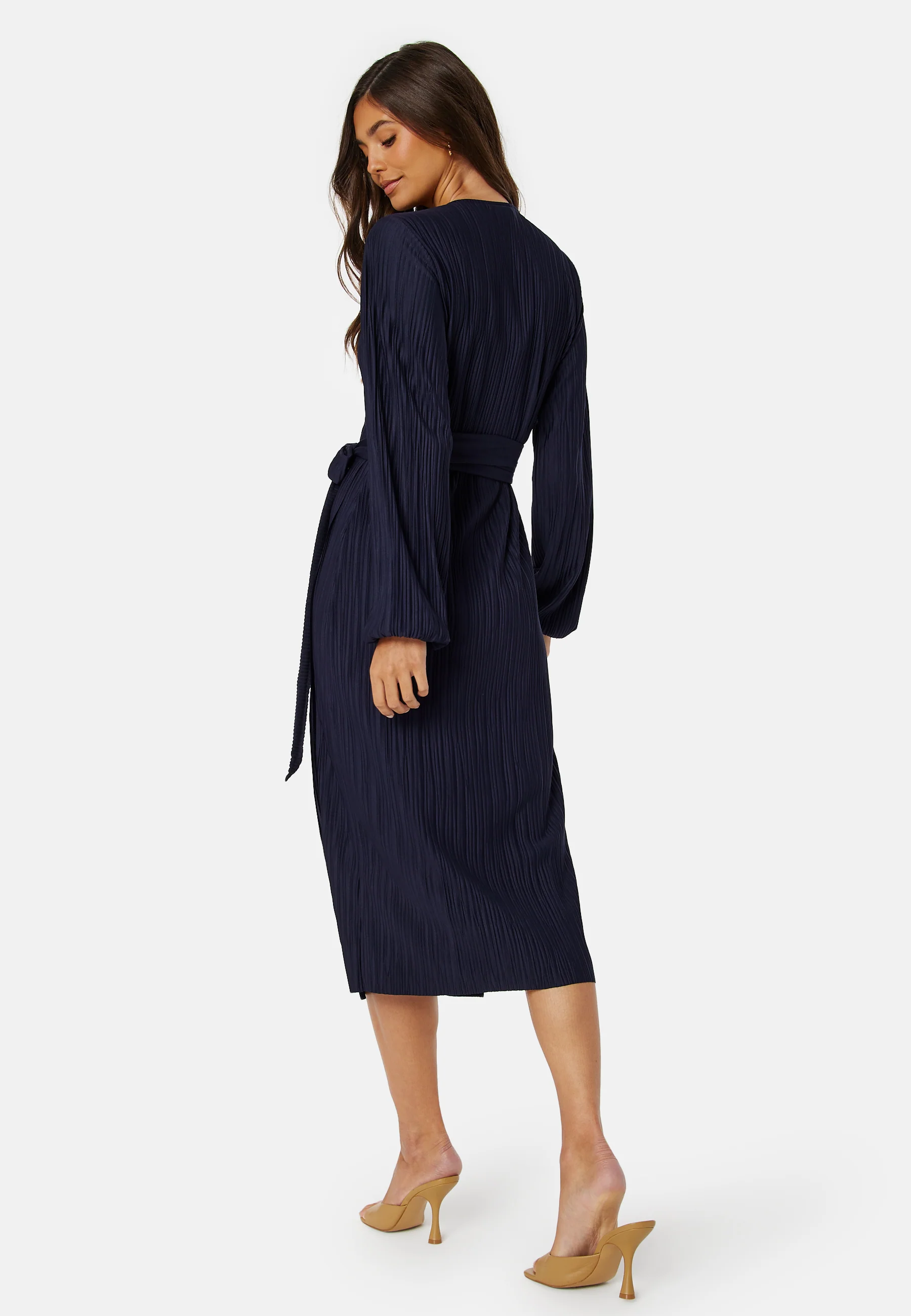 Pleated Wrap Midi Dress - Image 3