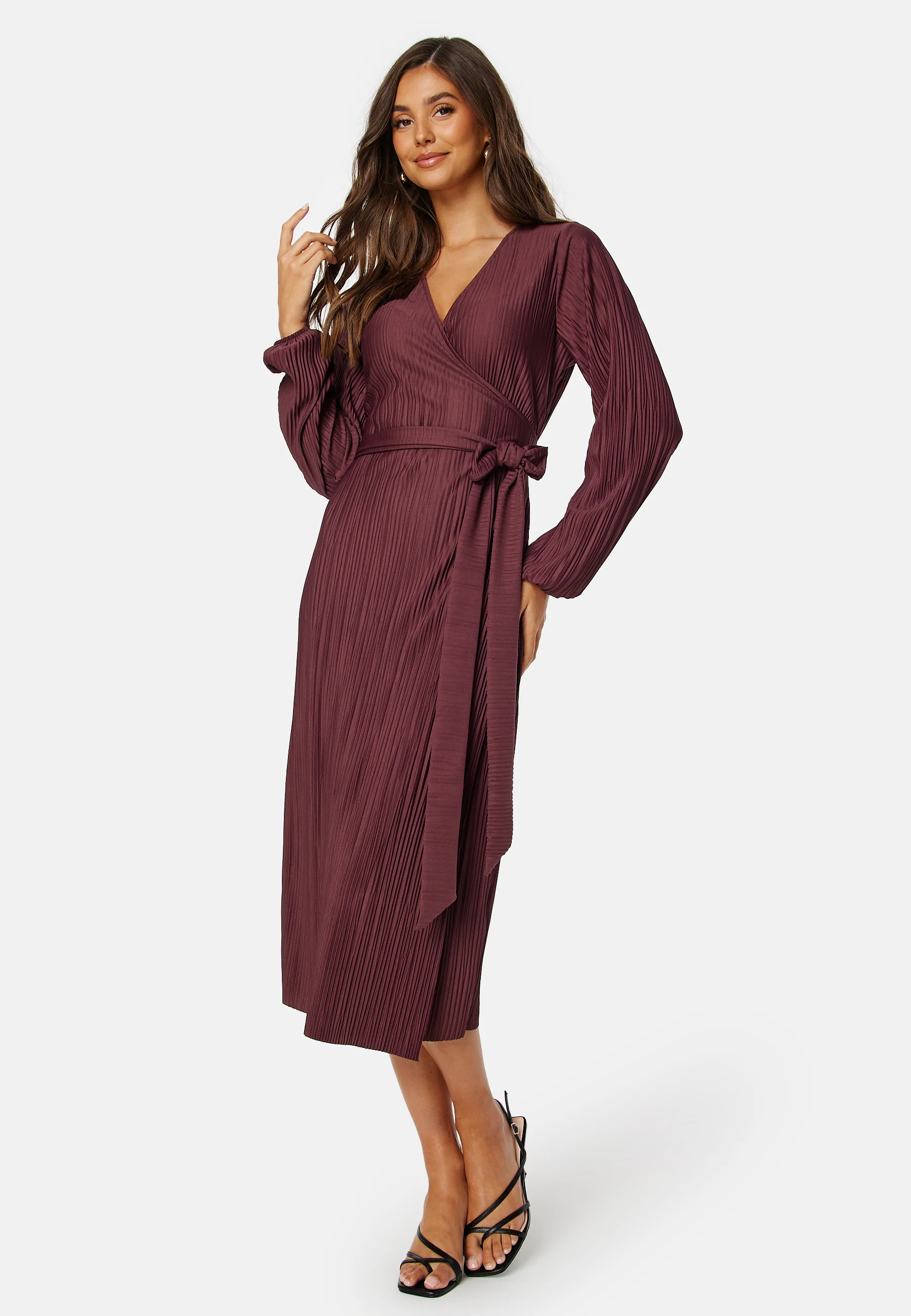 Pleated Wrap Midi Dress - Image 2