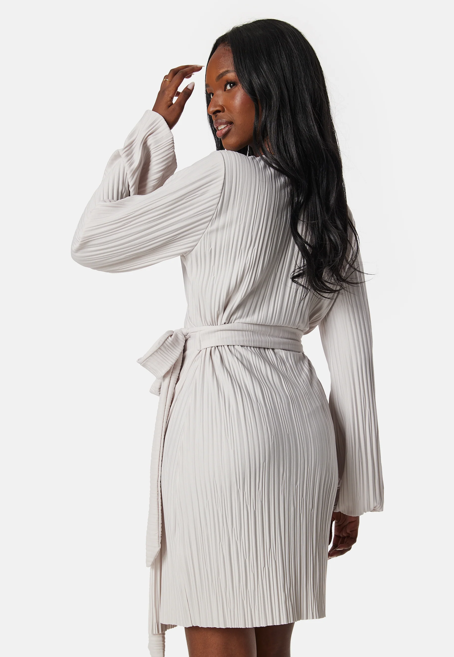 Pleated Wrap Short Dress - Image 2