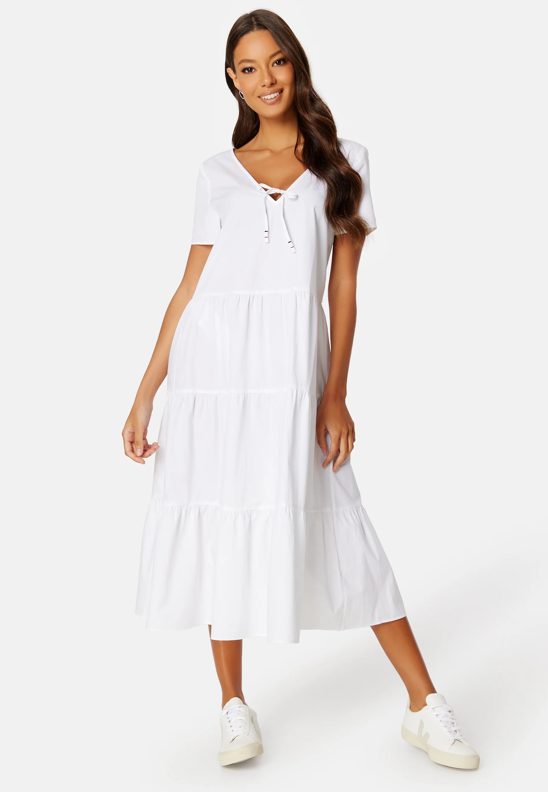 Poplin Tiered Midi Dress