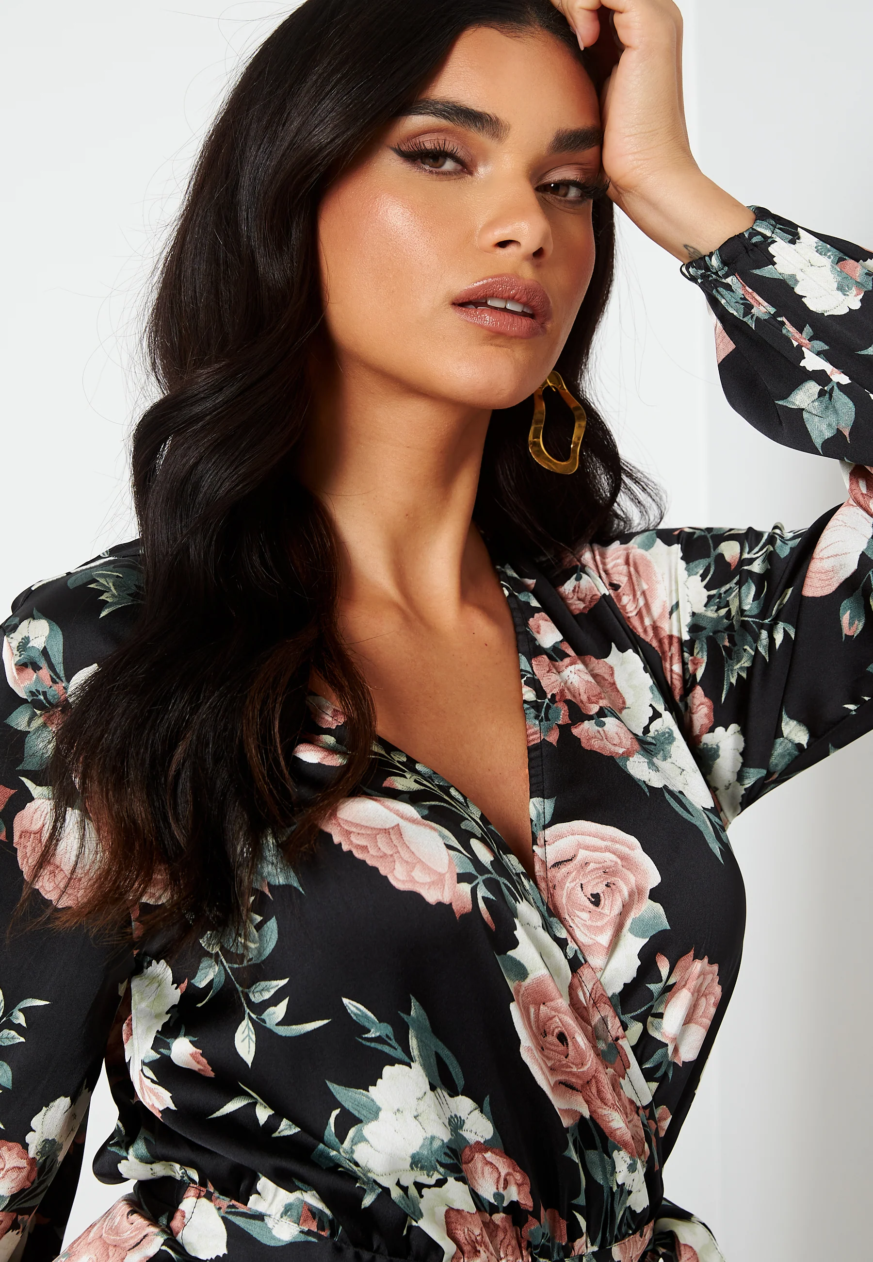 Priya Satin Wrap Midi Dress - Image 4