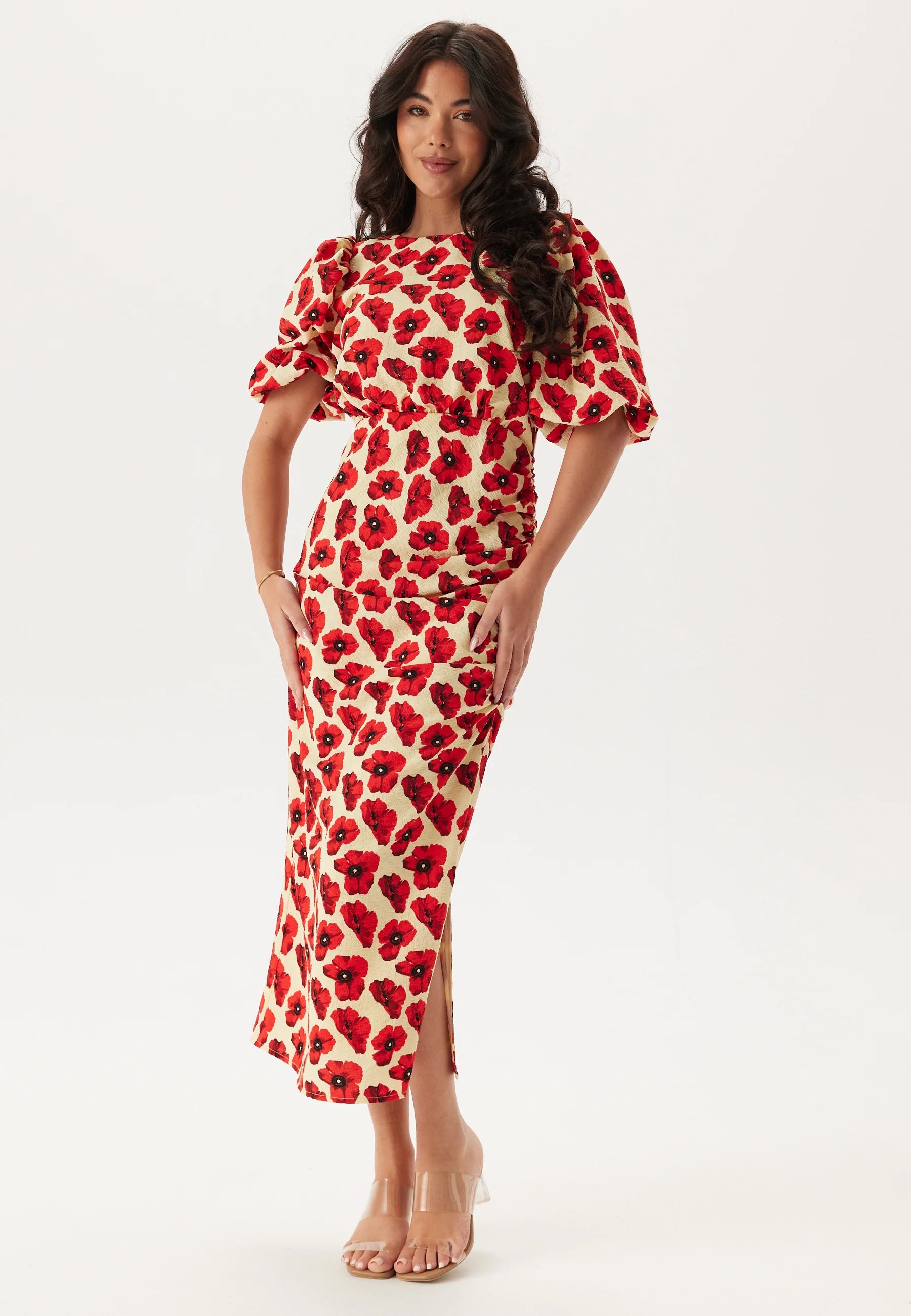 Puff Sleeve Bow Midi Dress - Image 2