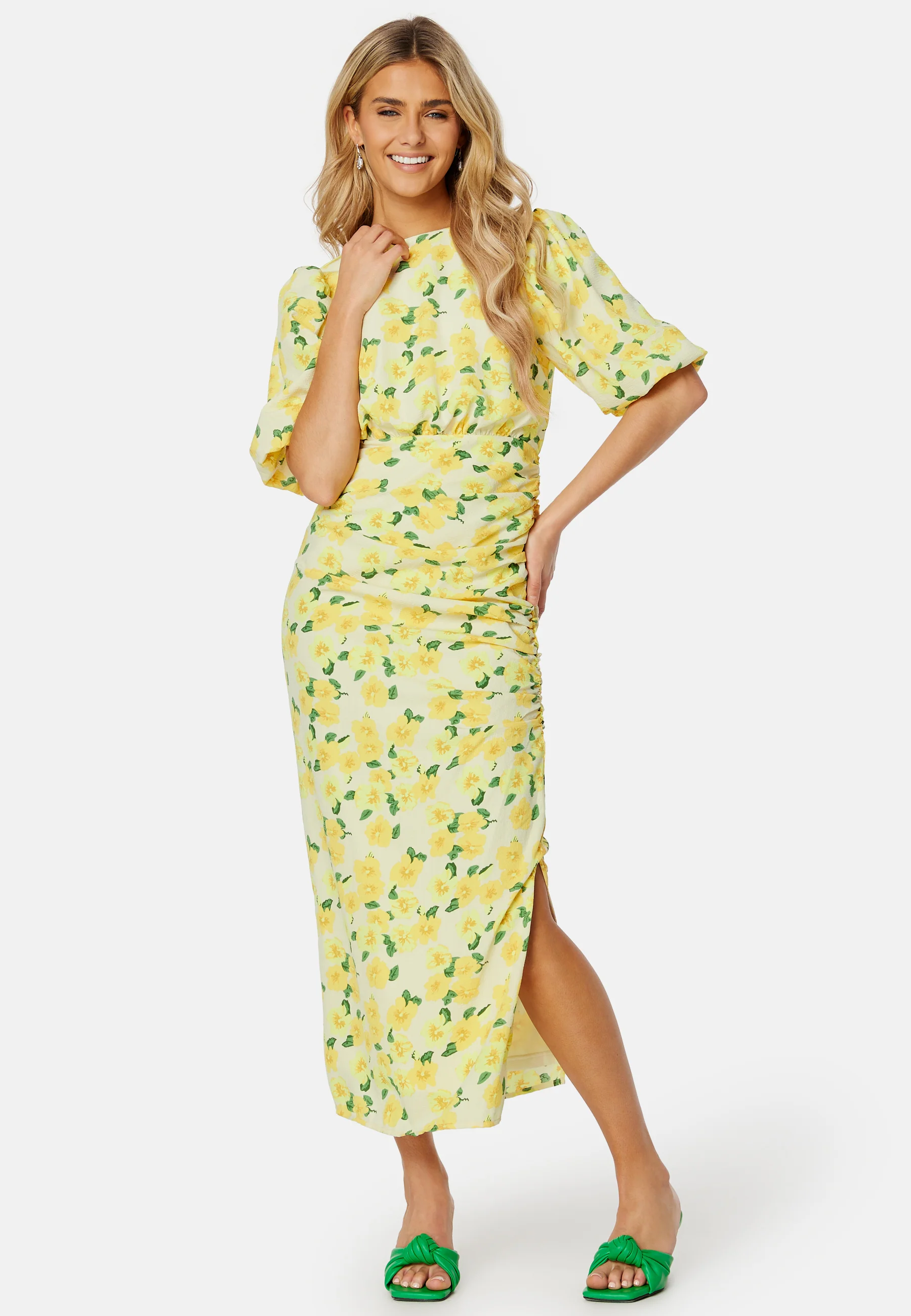 Puff Sleeve Bow Midi Dress - Image 2