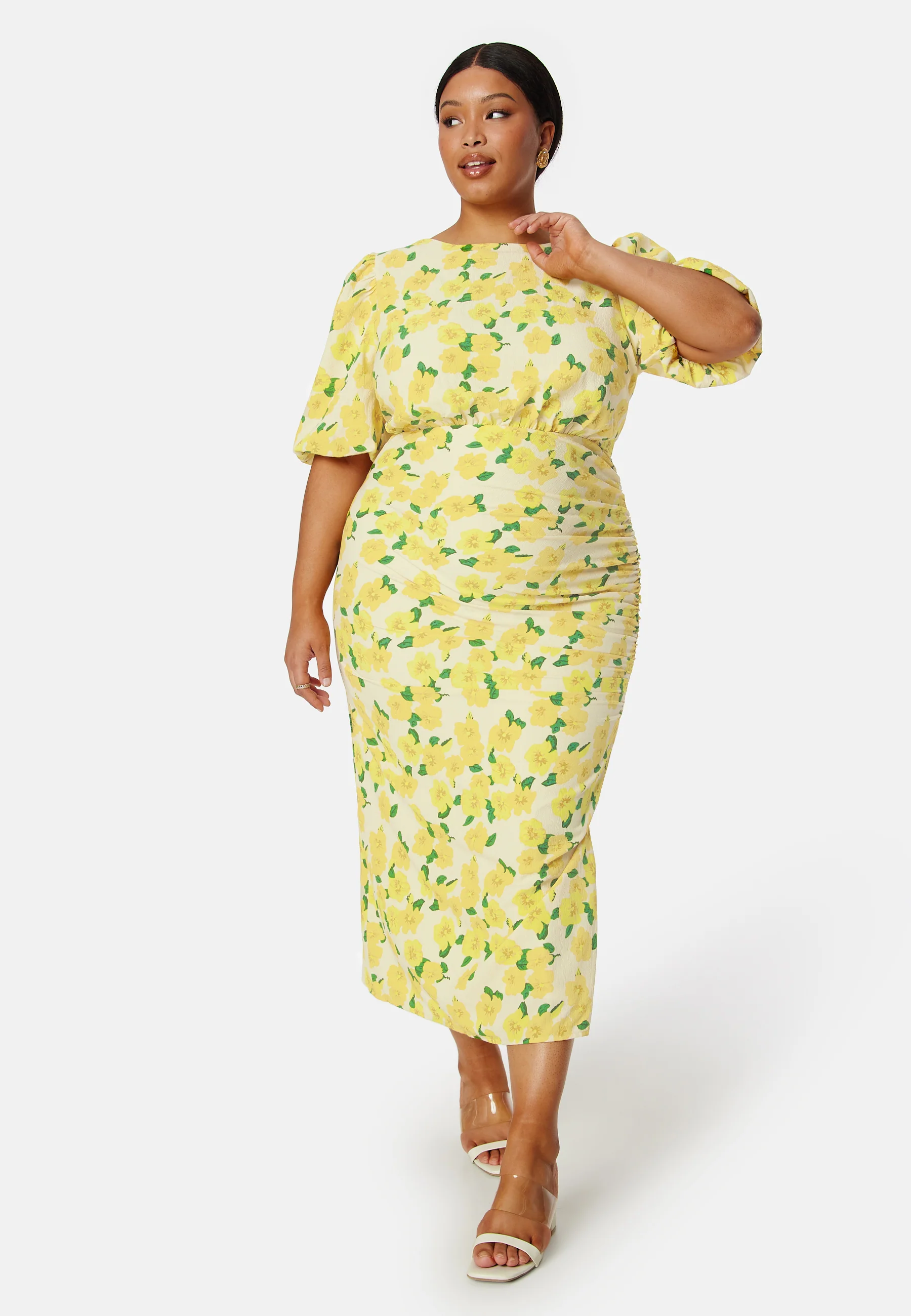Puff Sleeve Bow Midi Dress - Image 5