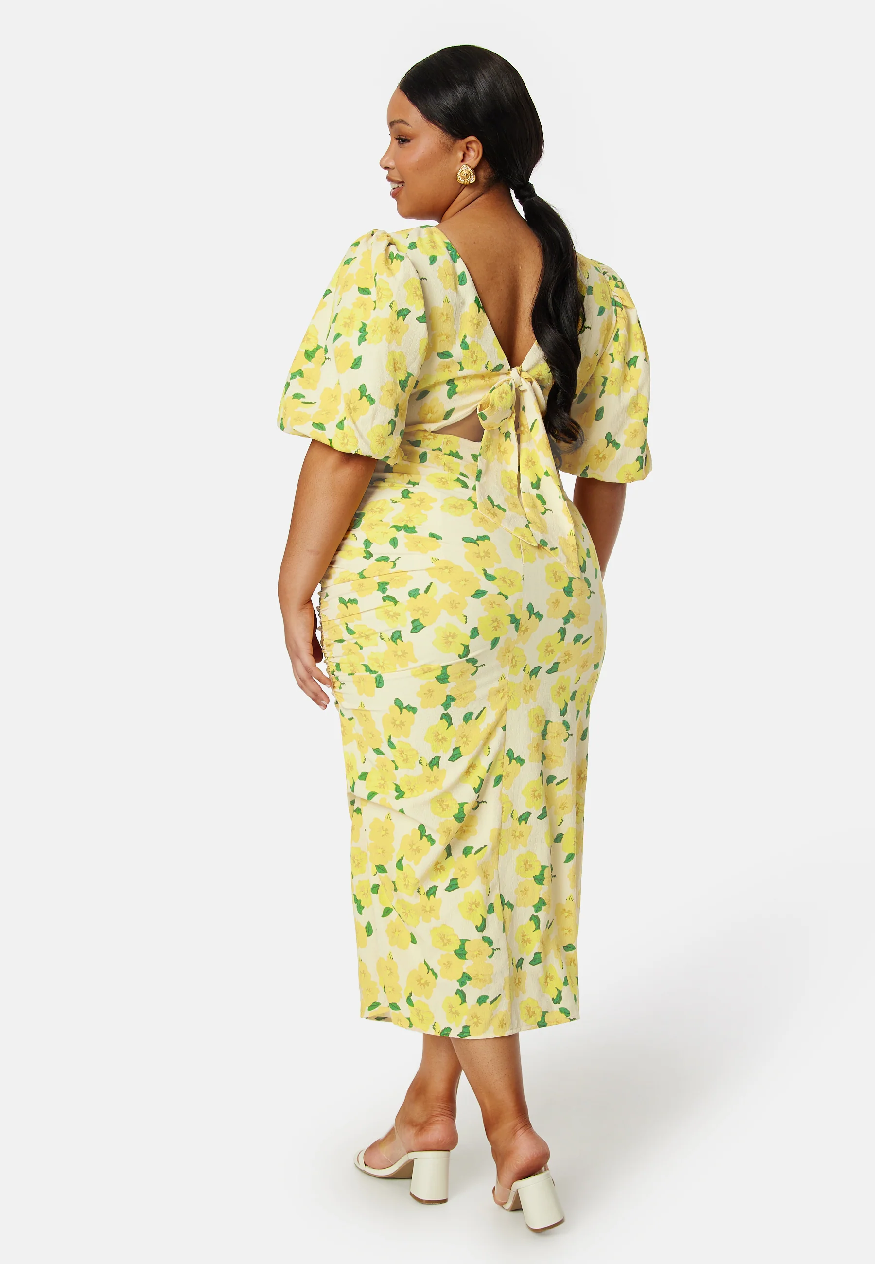 Puff Sleeve Bow Midi Dress - Image 6