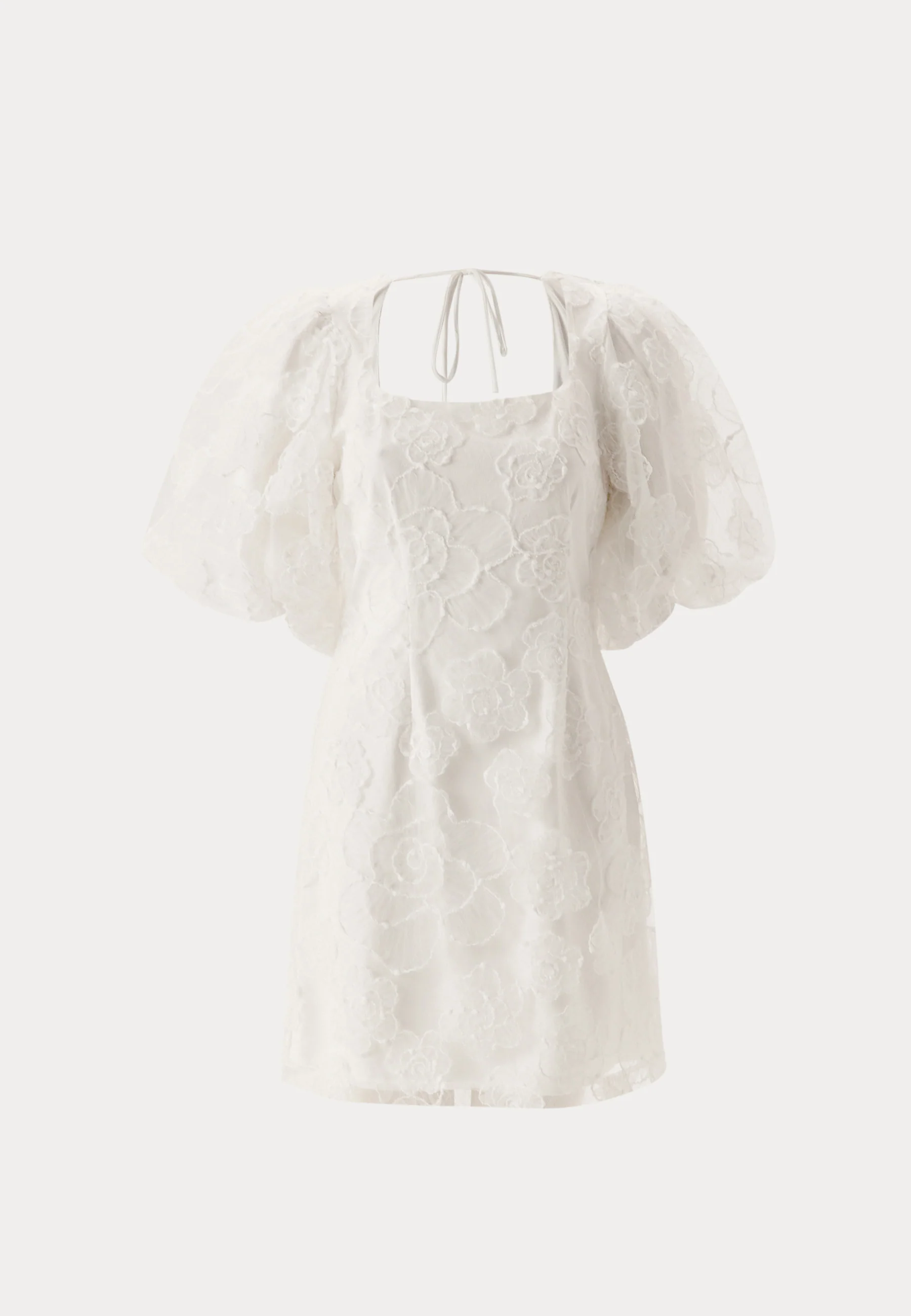 Puff Sleeve Embroidered Dress - Image 9