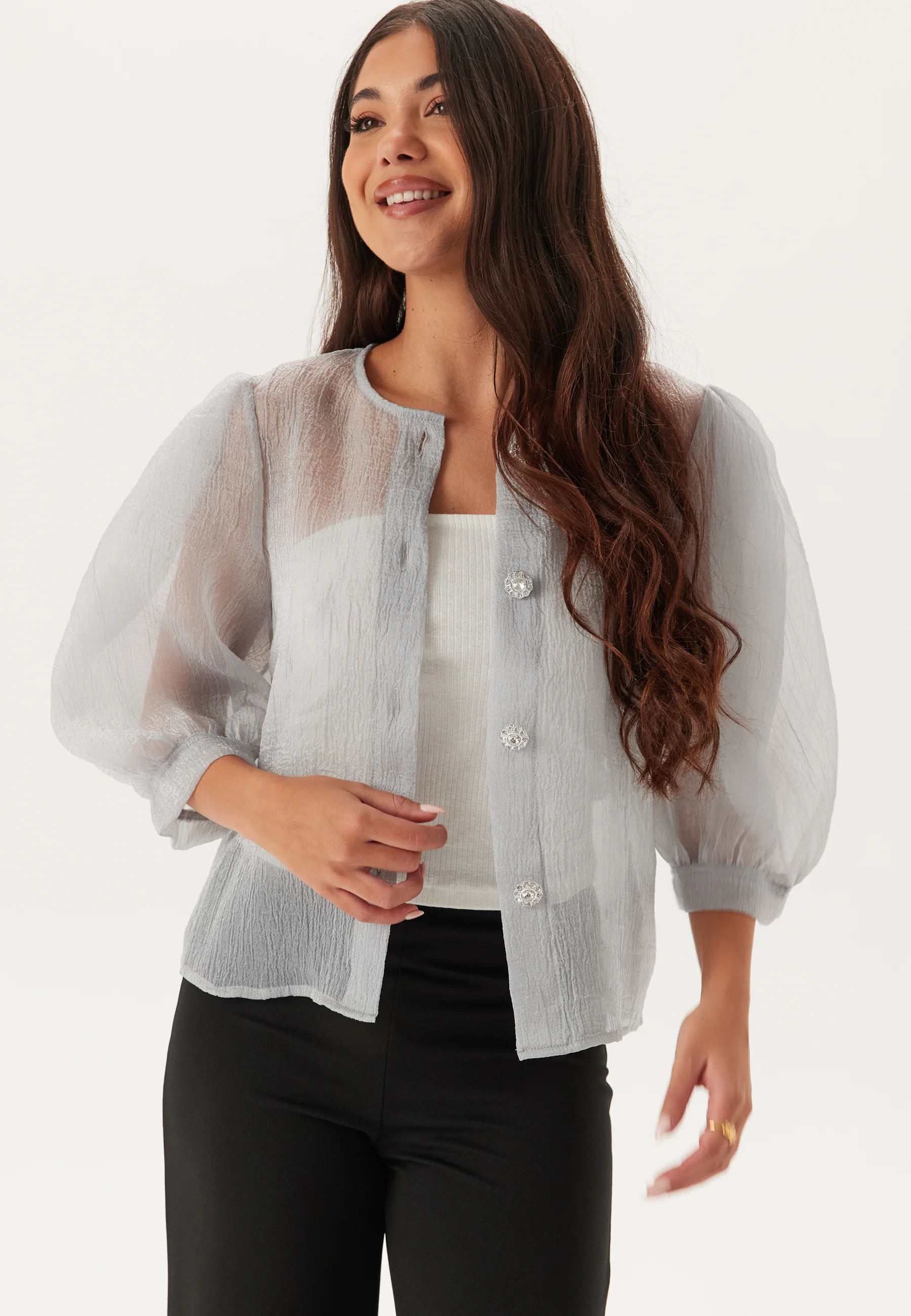 Puff Sleeve Organza Blouse - Image 3