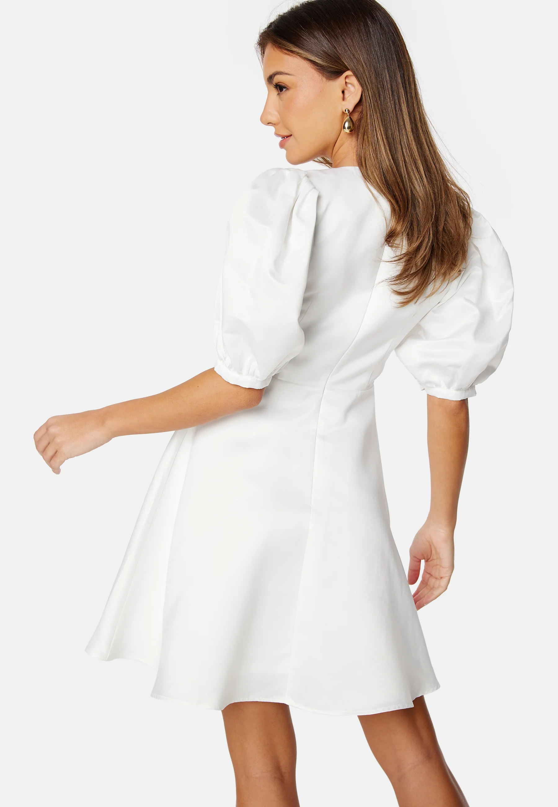 Puff Sleeve Satin Dress - Image 3