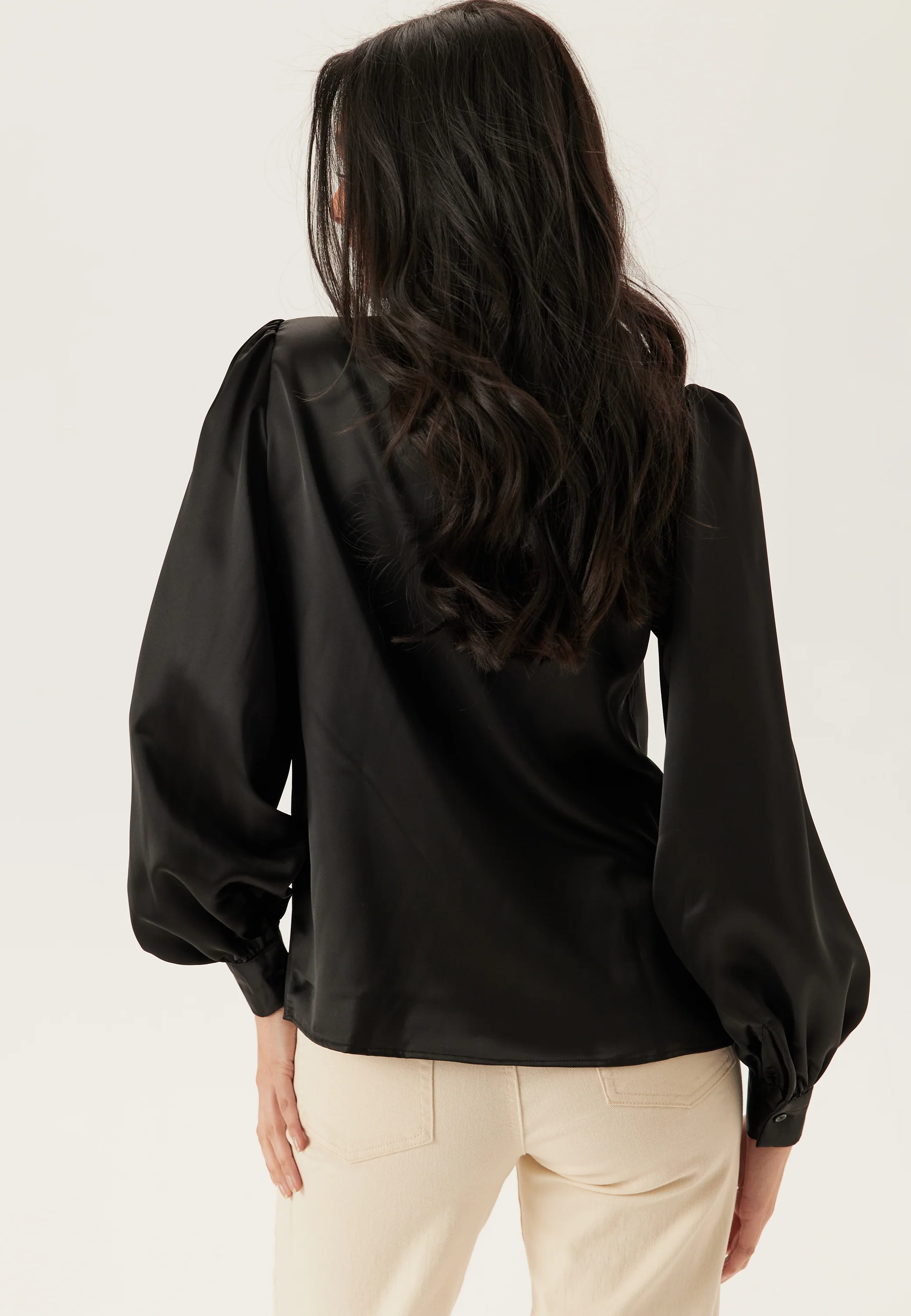 Puff Sleeve Satin Shirt - Image 2