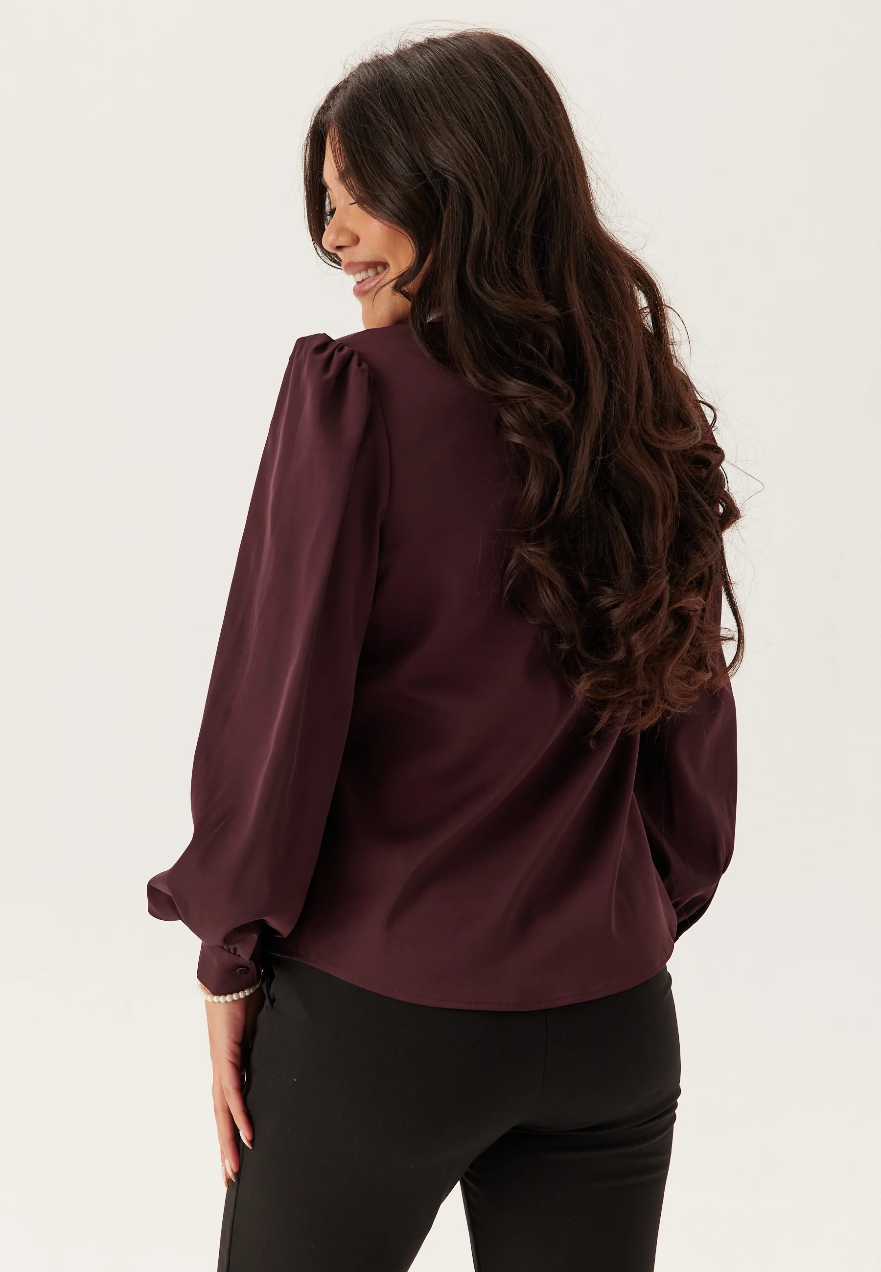 Puff Sleeve Satin Shirt - Image 4