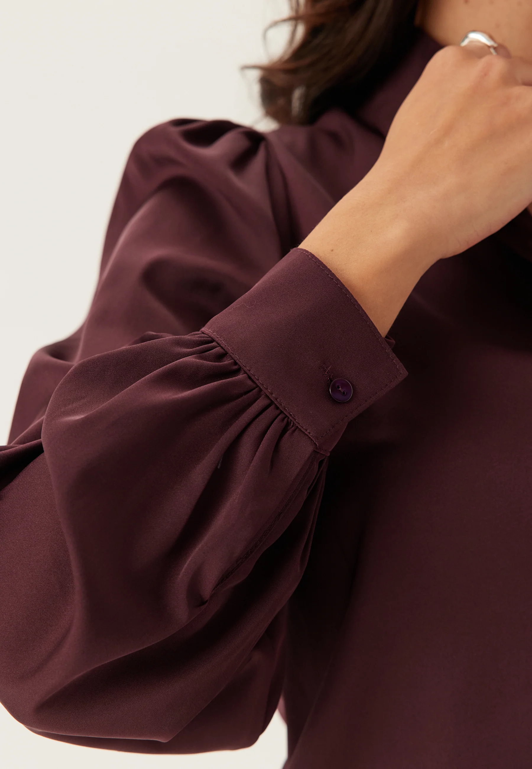 Puff Sleeve Satin Shirt - Image 5
