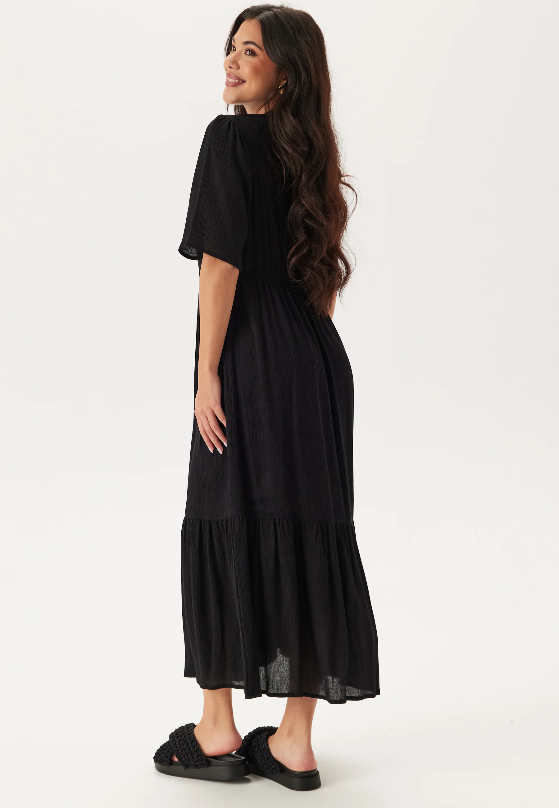 Puff Sleeve Viscose Dress - Image 3
