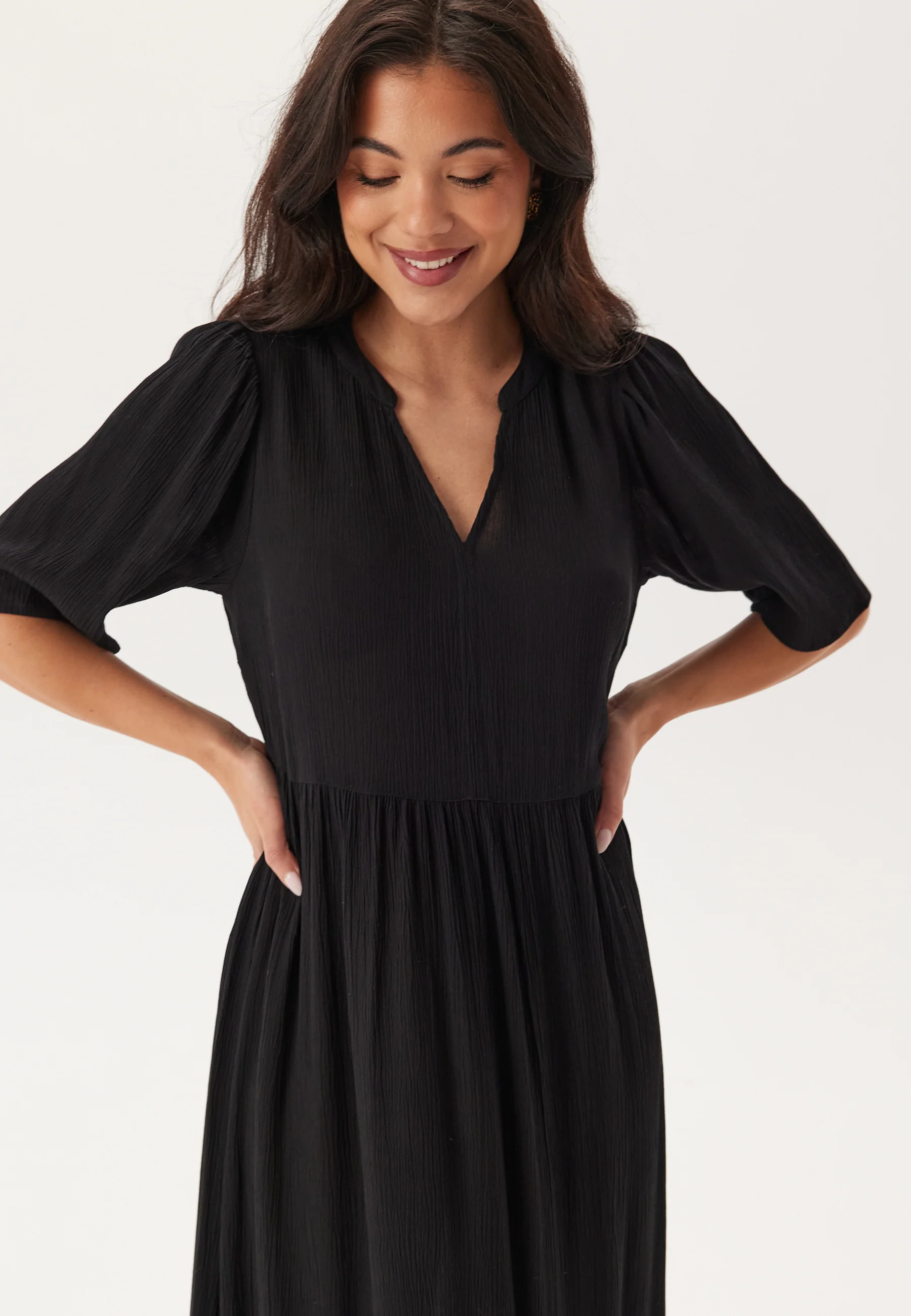 Puff Sleeve Viscose Dress - Image 4
