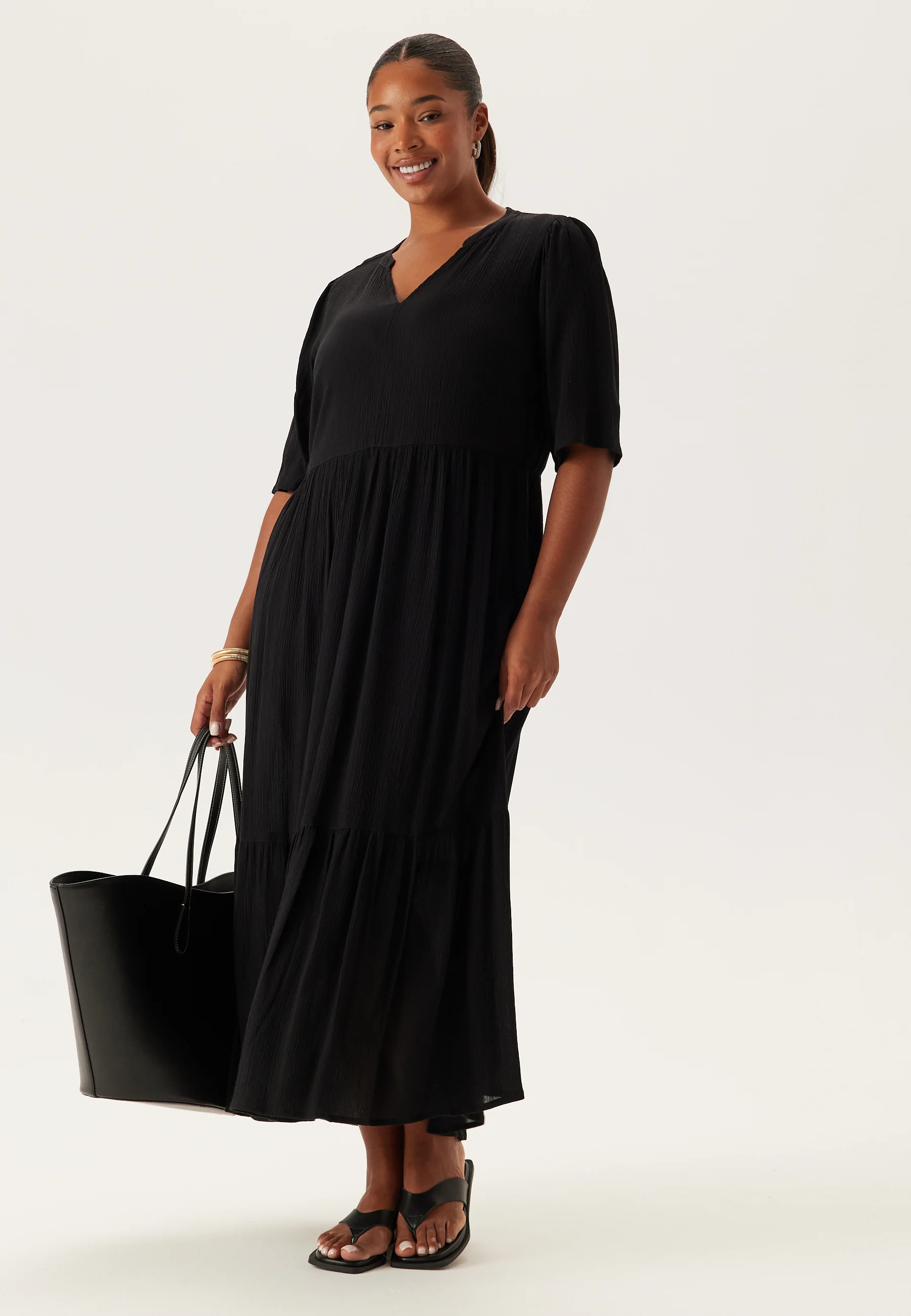Puff Sleeve Viscose Dress - Image 6