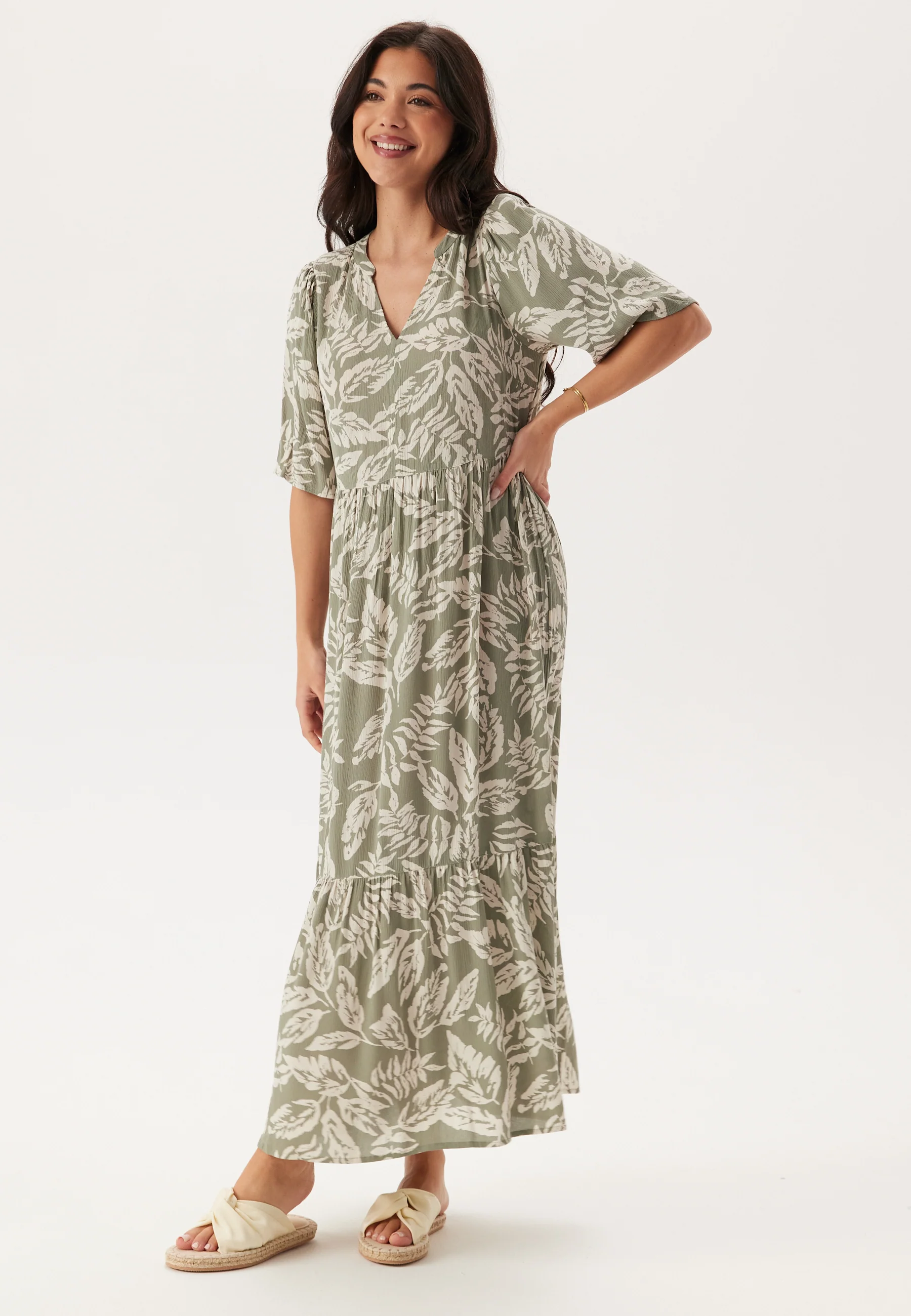 Puff Sleeve Viscose Dress - Image 2