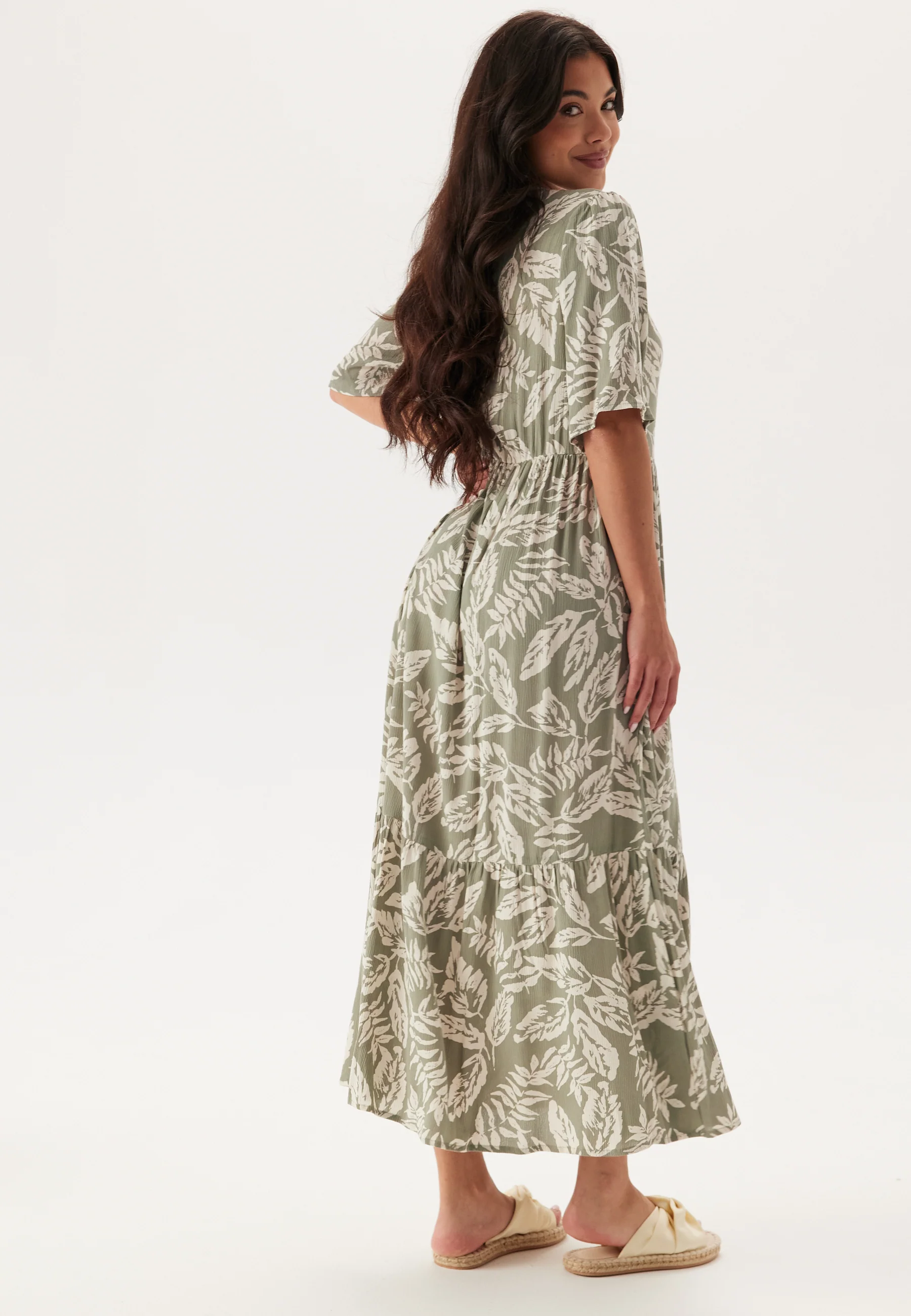 Puff Sleeve Viscose Dress - Image 3