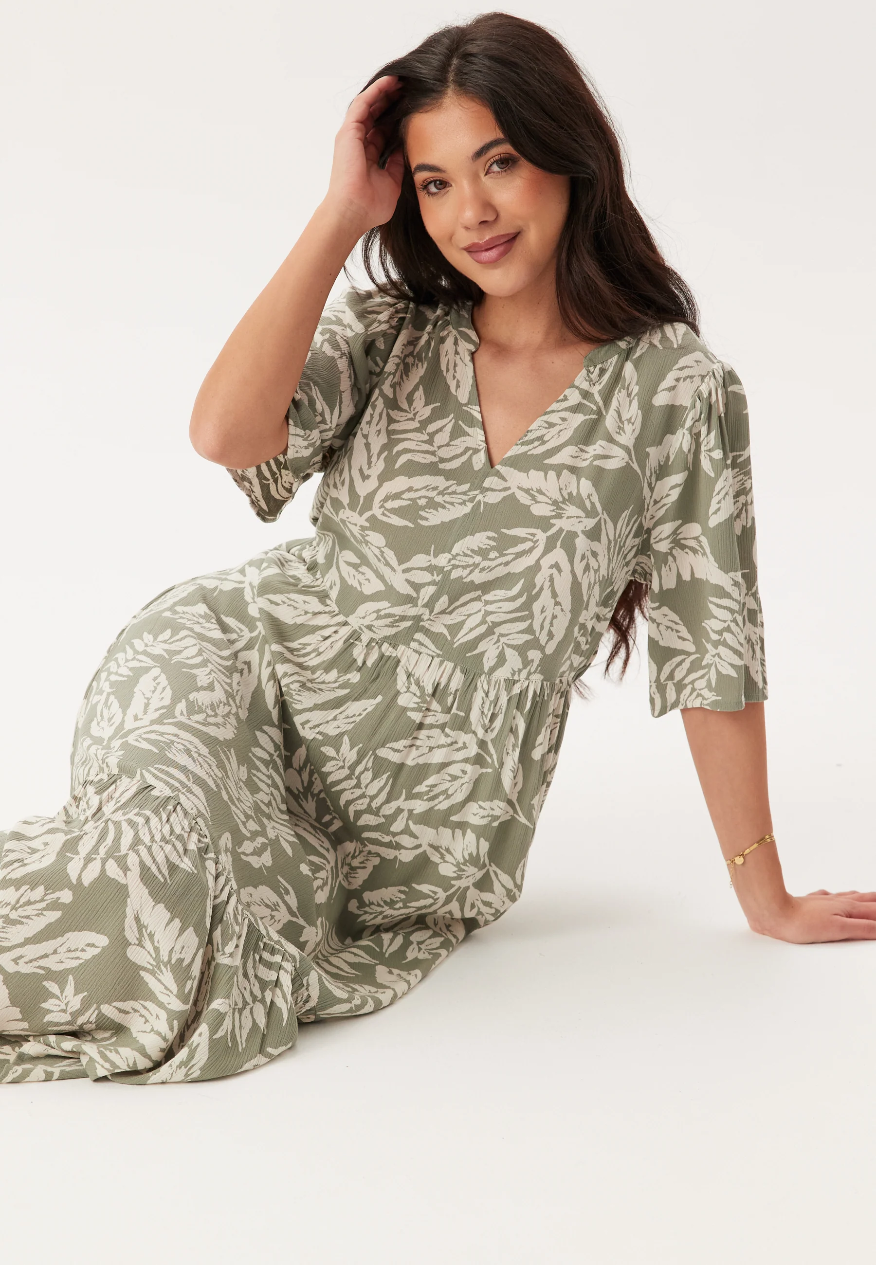 Puff Sleeve Viscose Dress - Image 4