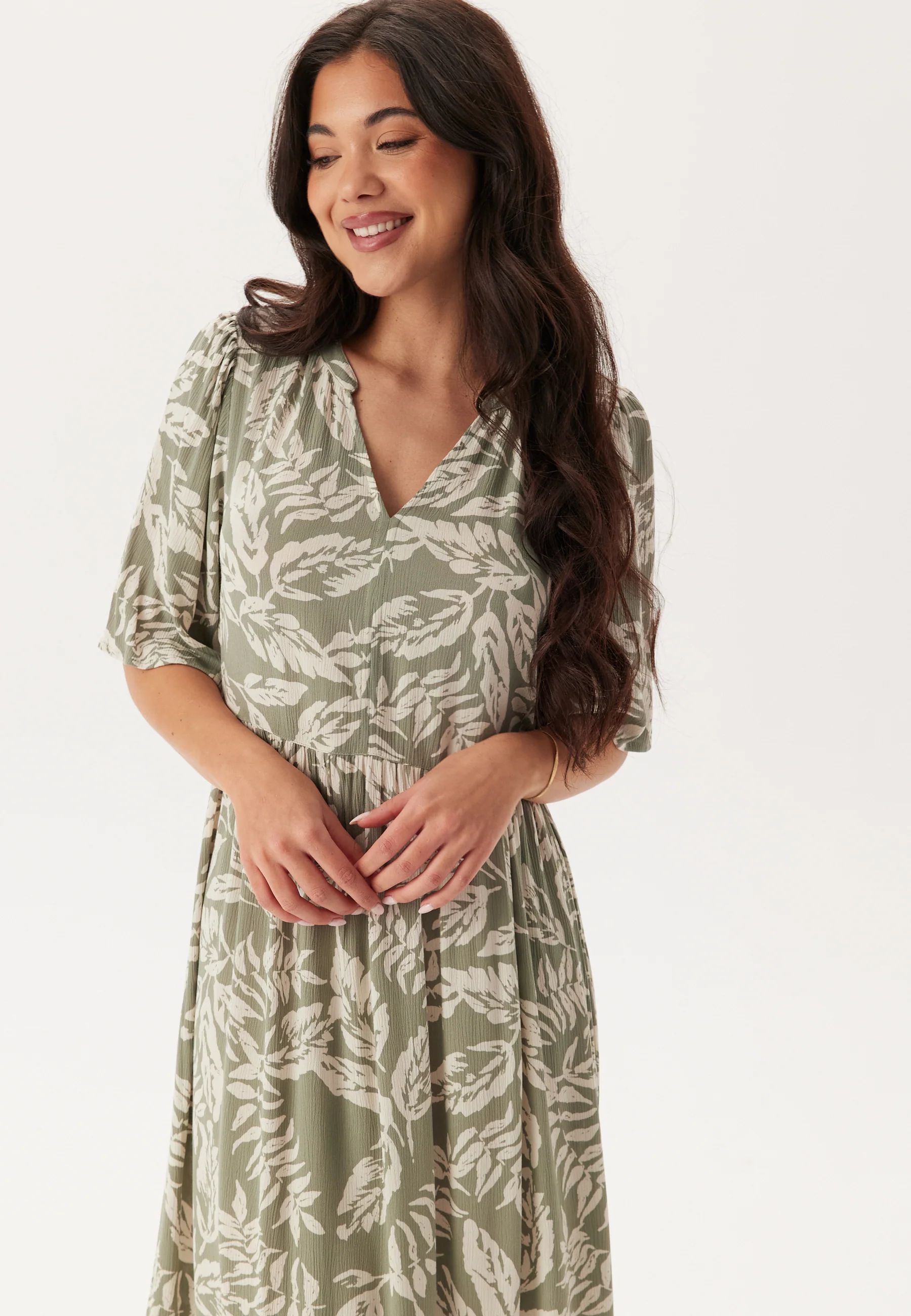 Puff Sleeve Viscose Dress - Image 5