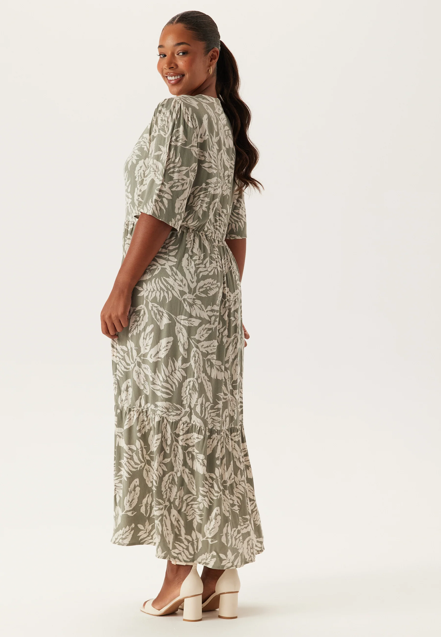 Puff Sleeve Viscose Dress - Image 7