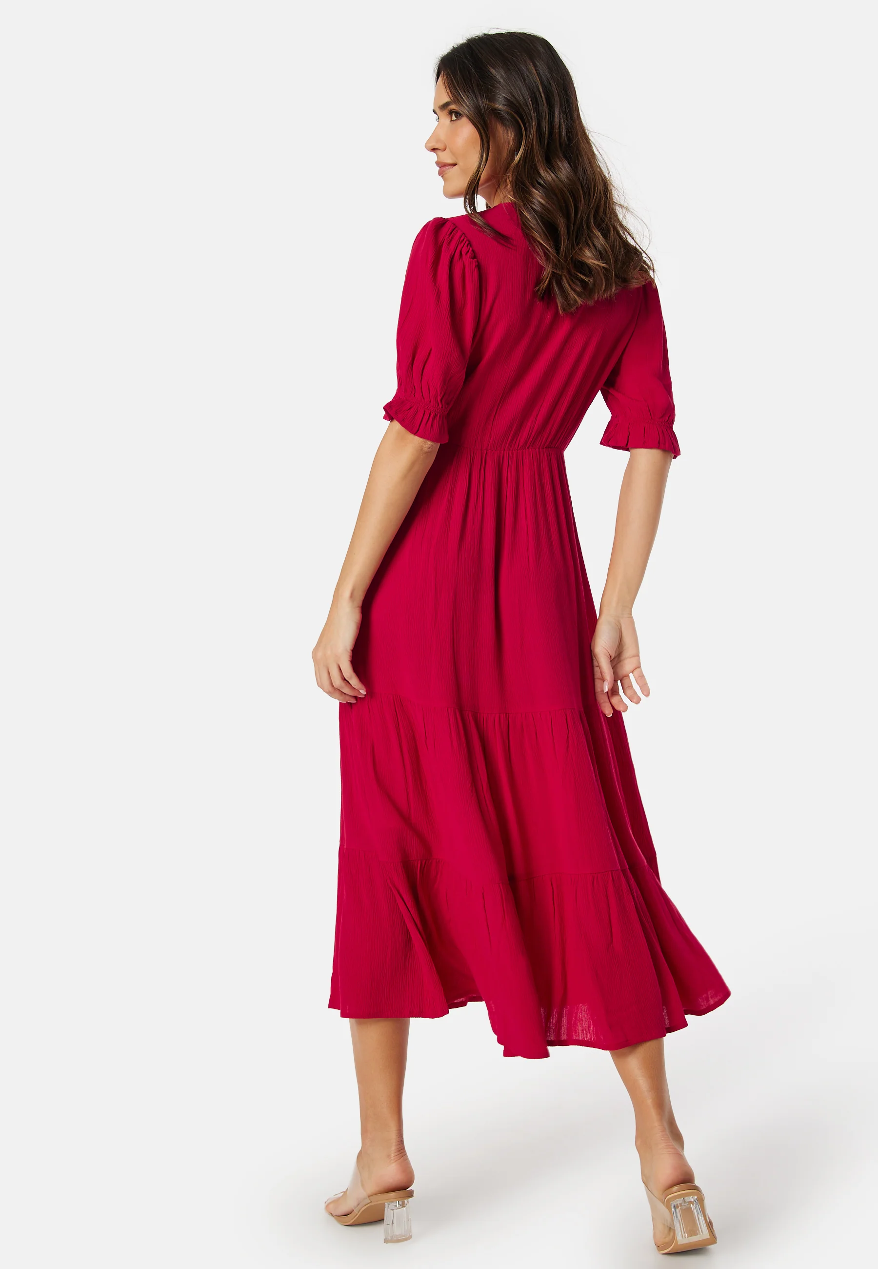 Puff Sleeve Viscose Dress - Image 2