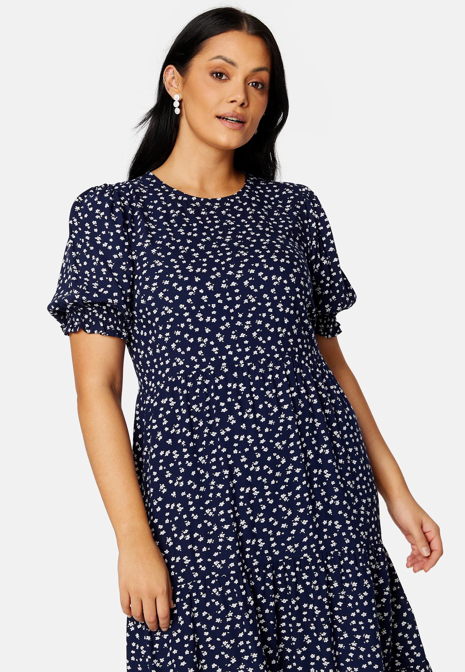 Puff Sleeve Viscose Midi Dress - Image 7