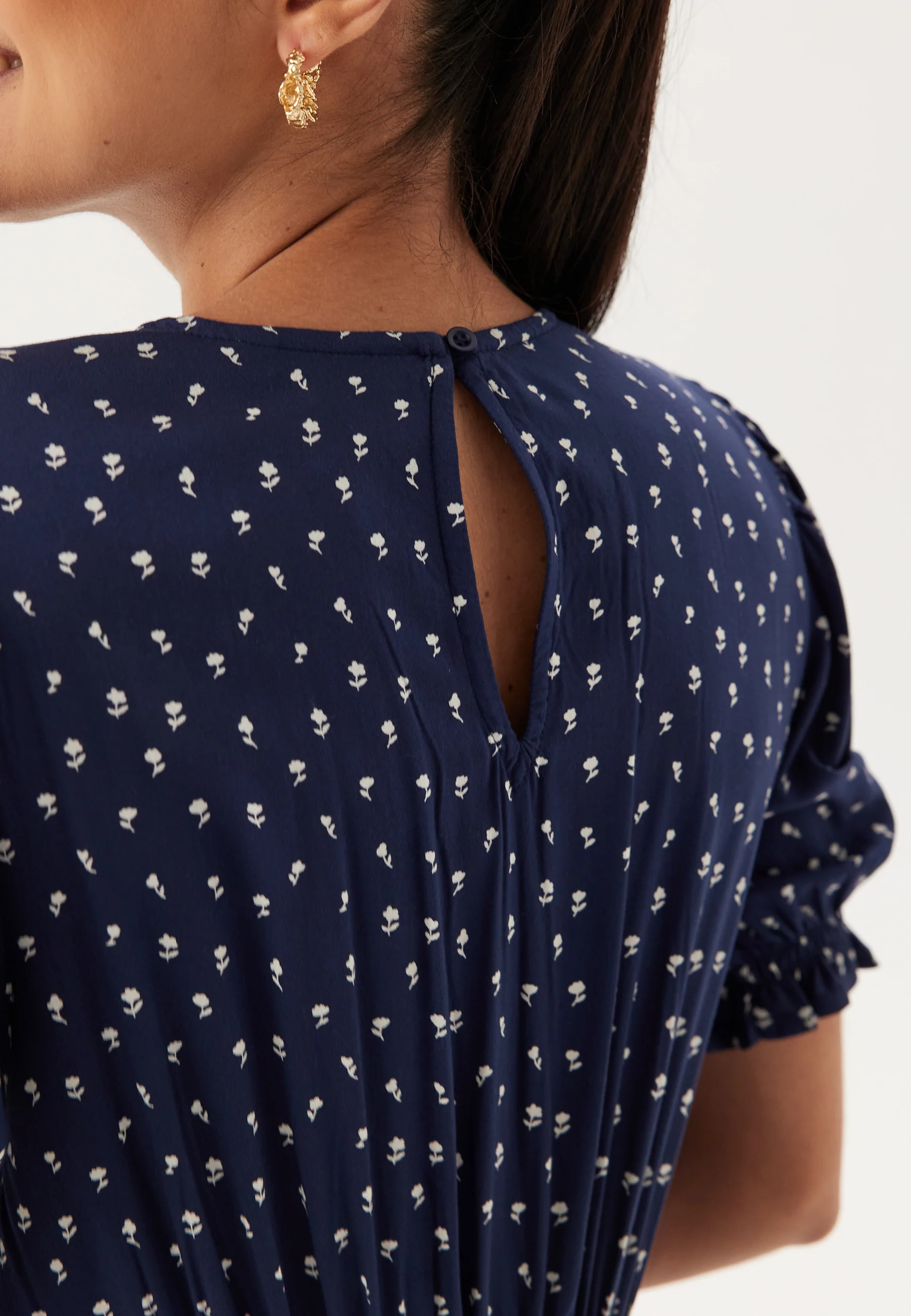Puff Sleeve Viscose Midi Dress - Image 3