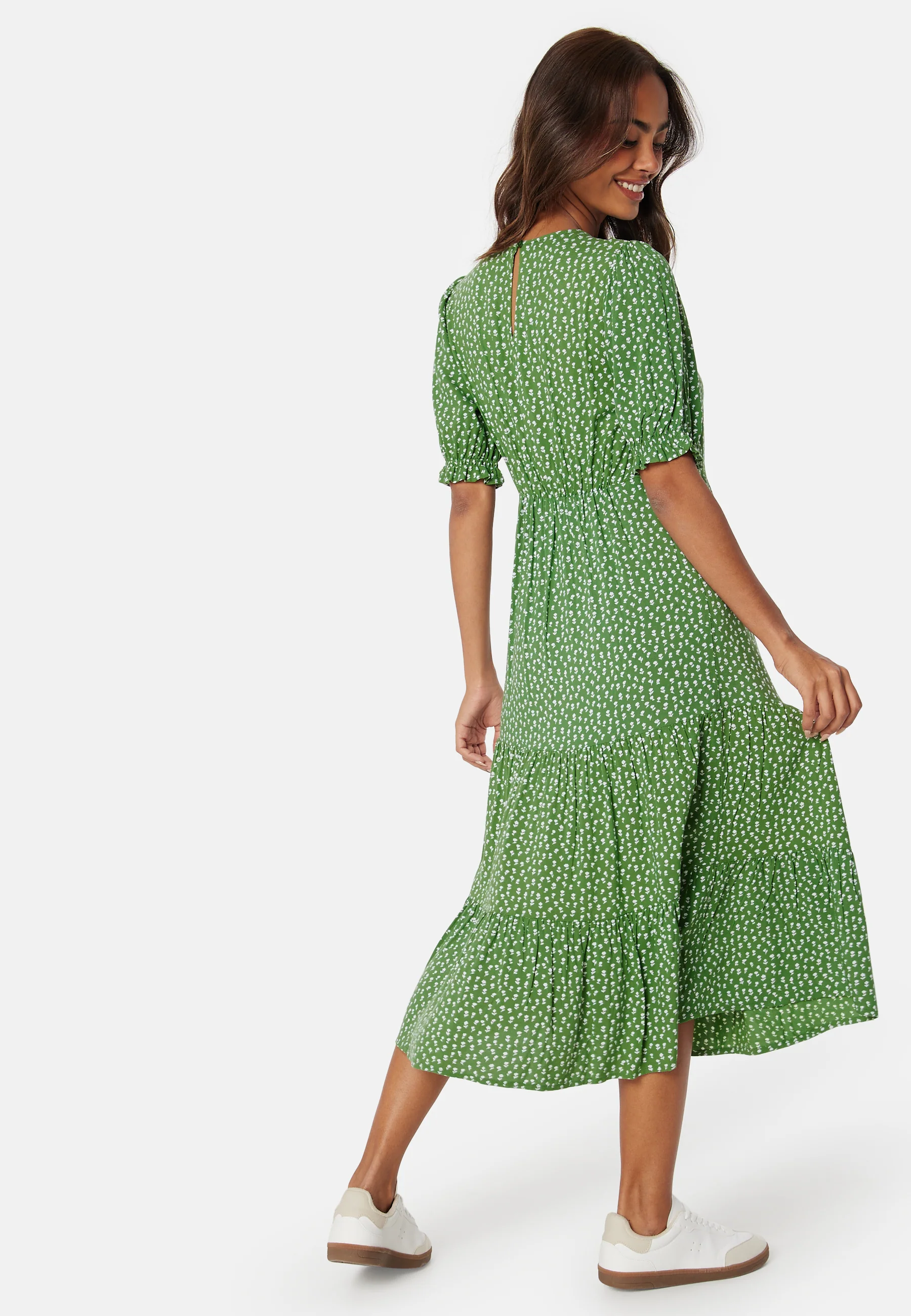 Puff Sleeve Viscose Midi Dress - Image 2