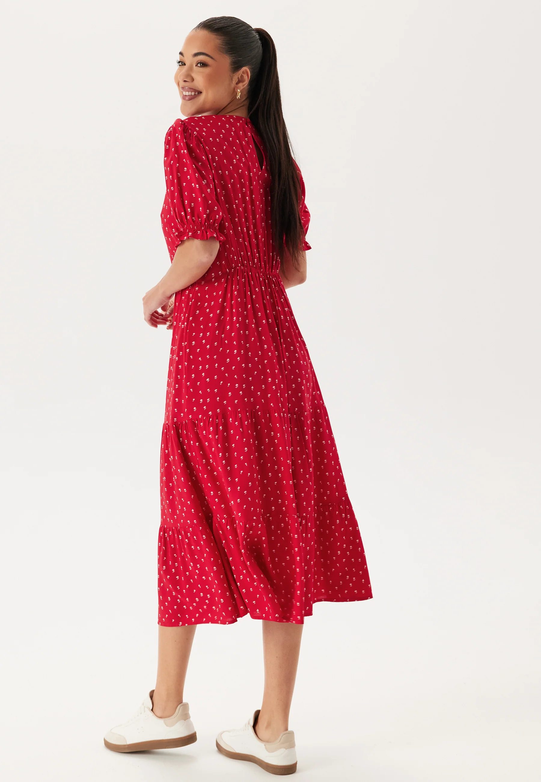 Puff Sleeve Viscose Midi Dress - Image 2